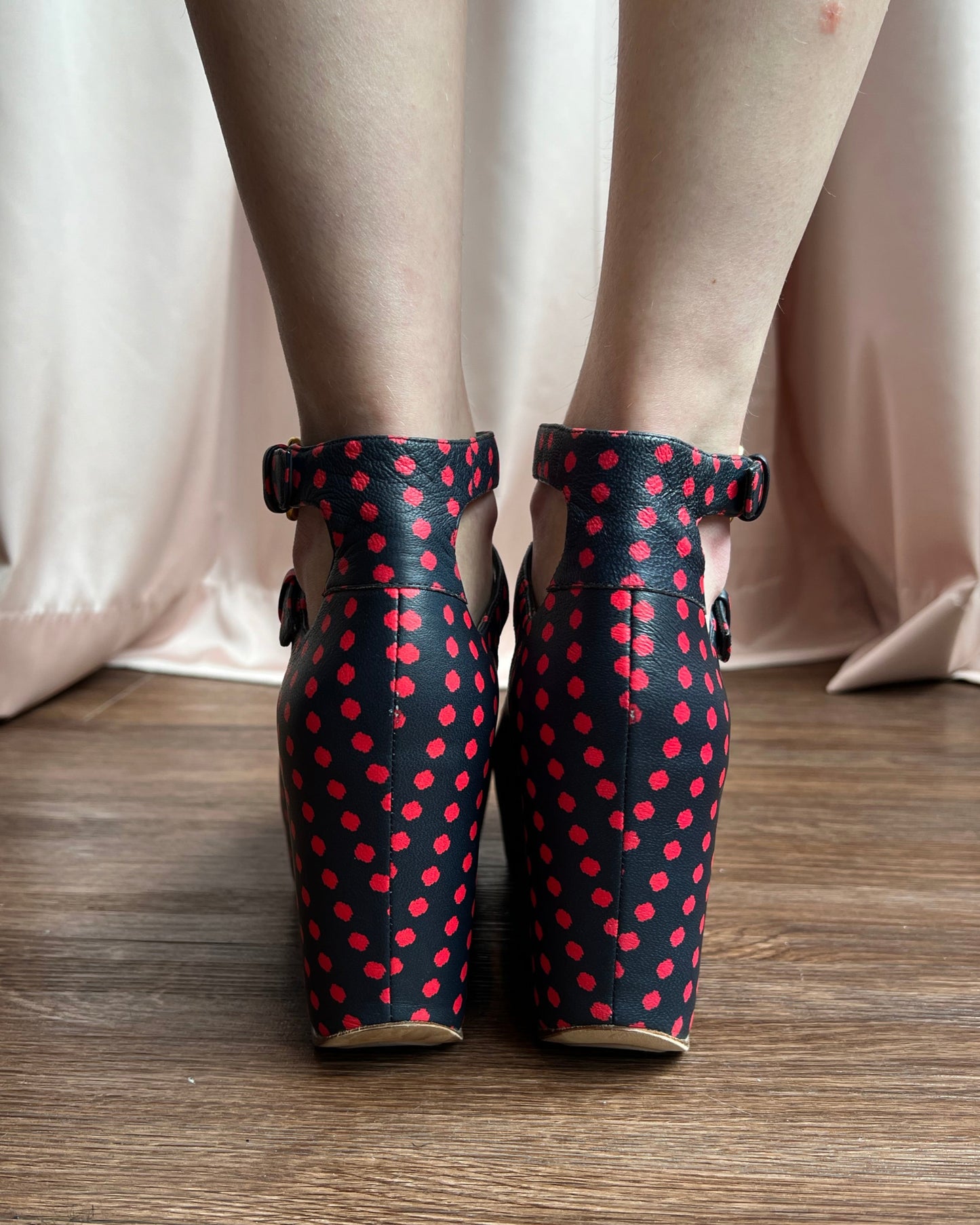 Marc by Marc Jacobs Polka Dot Leather Platform Buckle Sandals