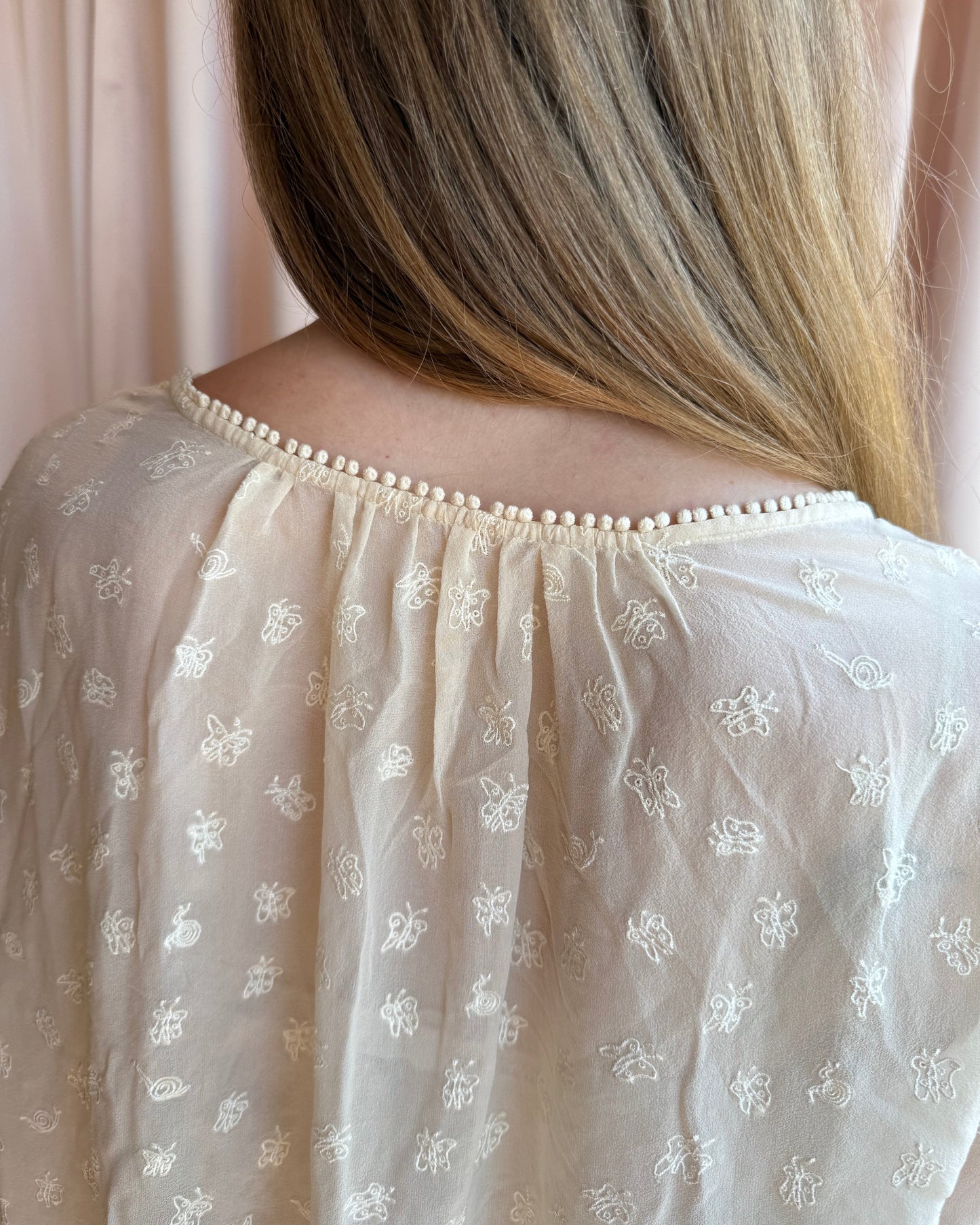 Tsumori Chisato Butterfly Embroidered Mohair Embellished Blouse