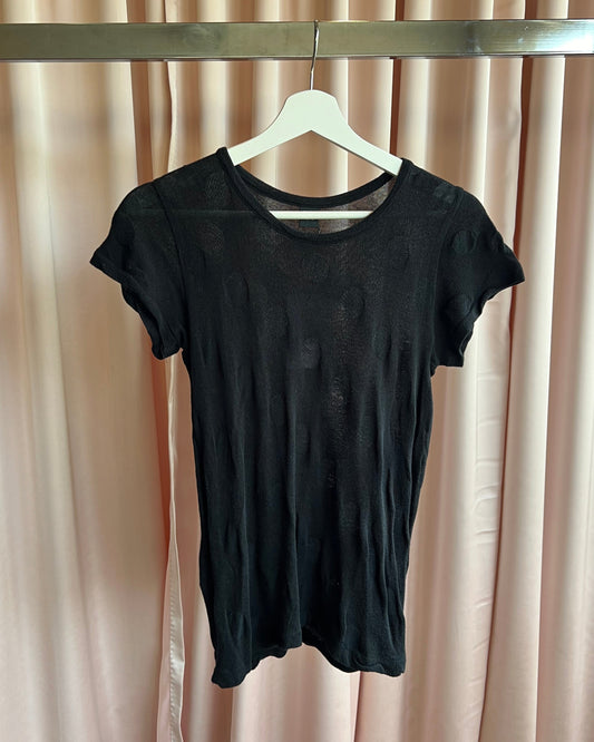 Y’s Yohji Yamamoto Black Polka Dot Semi Sheer Top