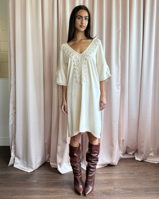 Japanese Brand Appliqué Sweatshirt Dress
