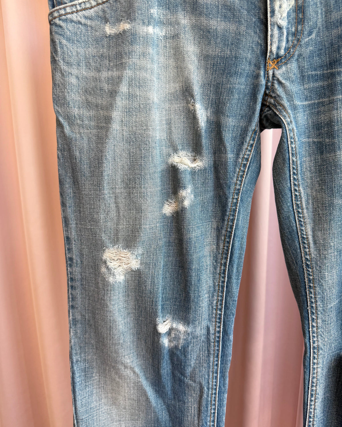 Dolce & Gabbana Ponyhair Patch Distressed Classic Fit Denim