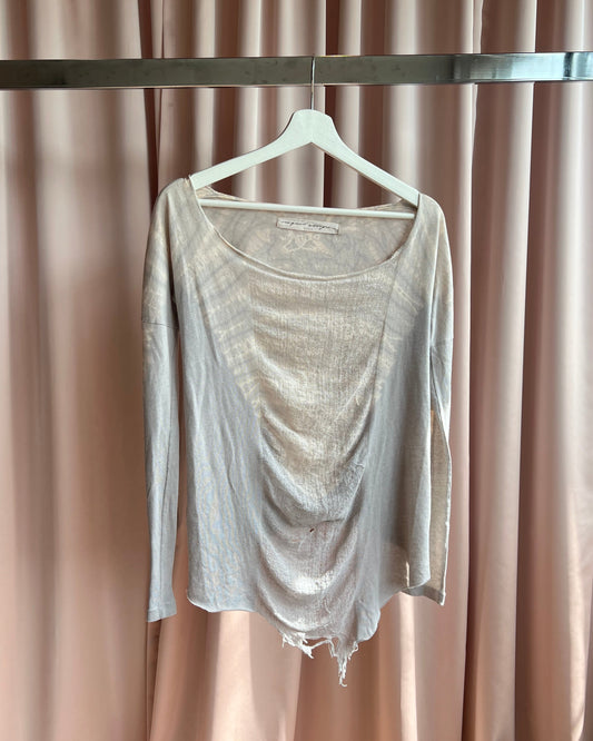 Raquel Allegra Distressed Knit Long Sleeve Top