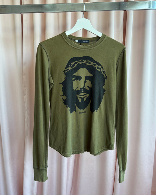 Dsquared² F/W 2005 "Che Jesus" Olive Long Sleeve T-Shirt