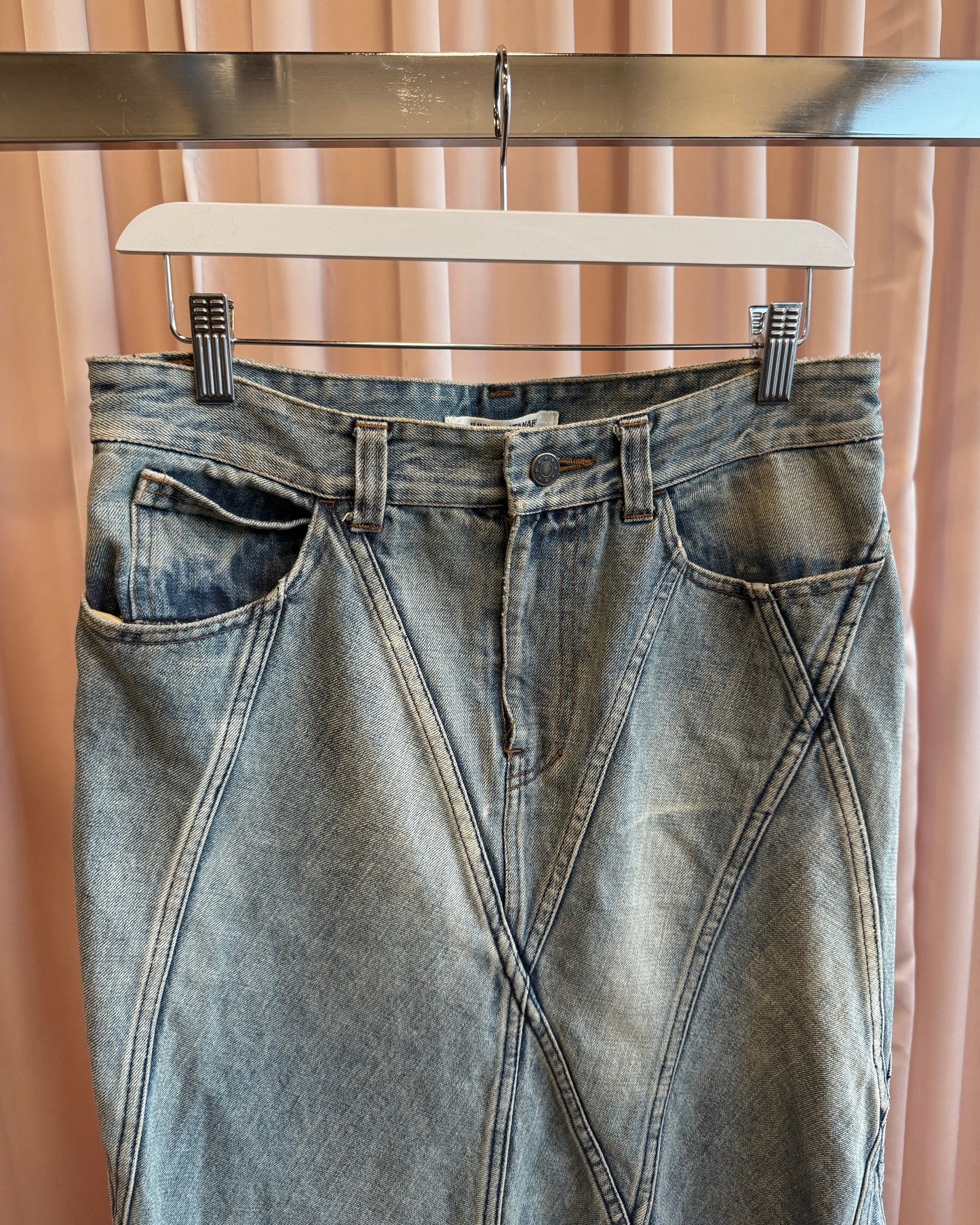 Junya Watanabe S/S 2002 Patchwork Flared Denim Maxi Skirt