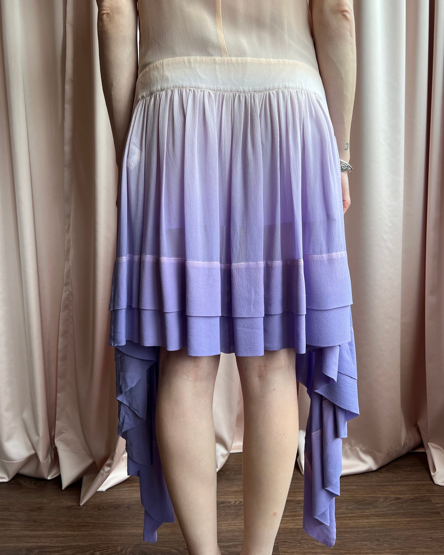 Limi Feu Peach & Lavender Ombré Silk Dress