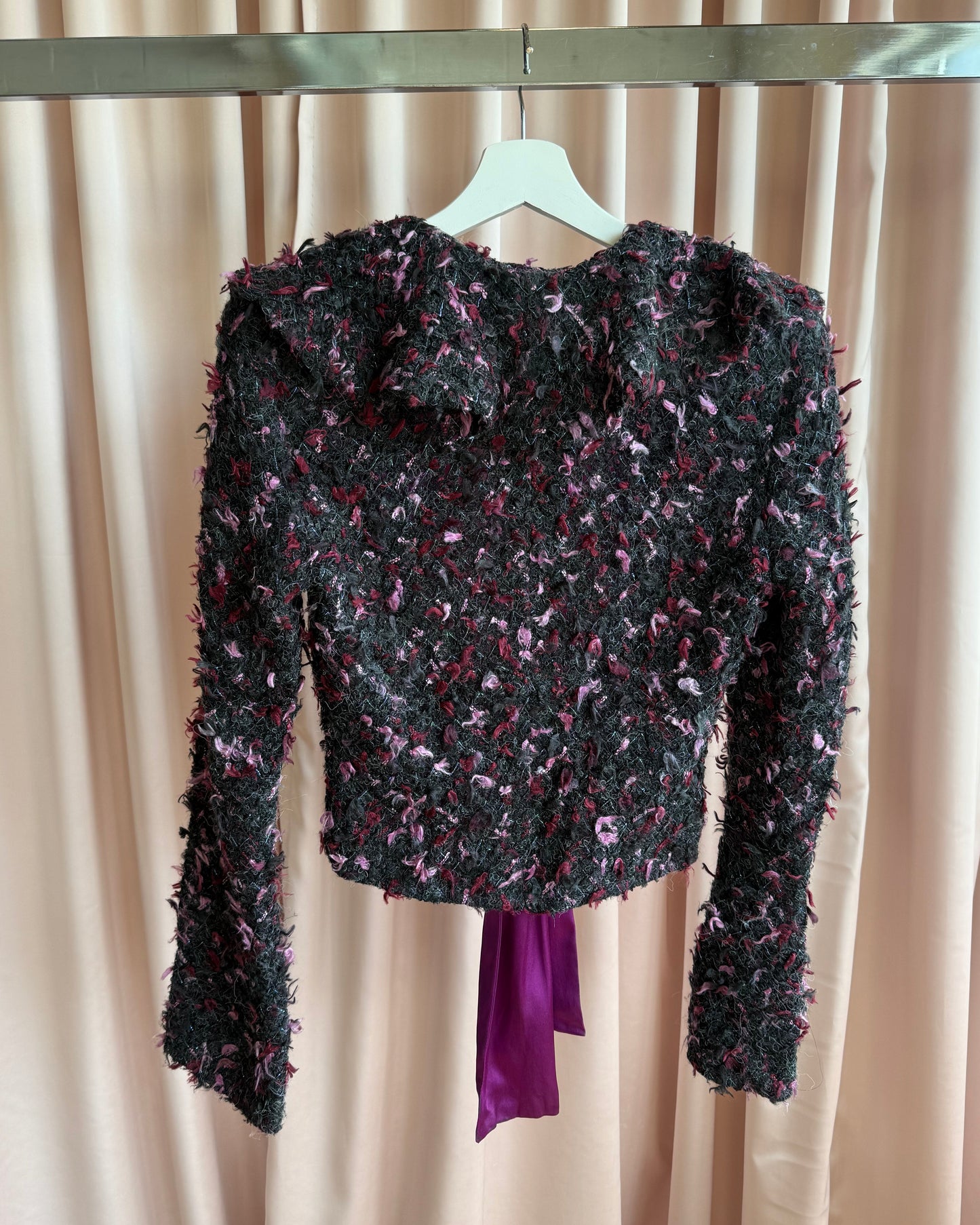 Montreal Brand Textured Purple Cropped Ribbon Tie Jacket