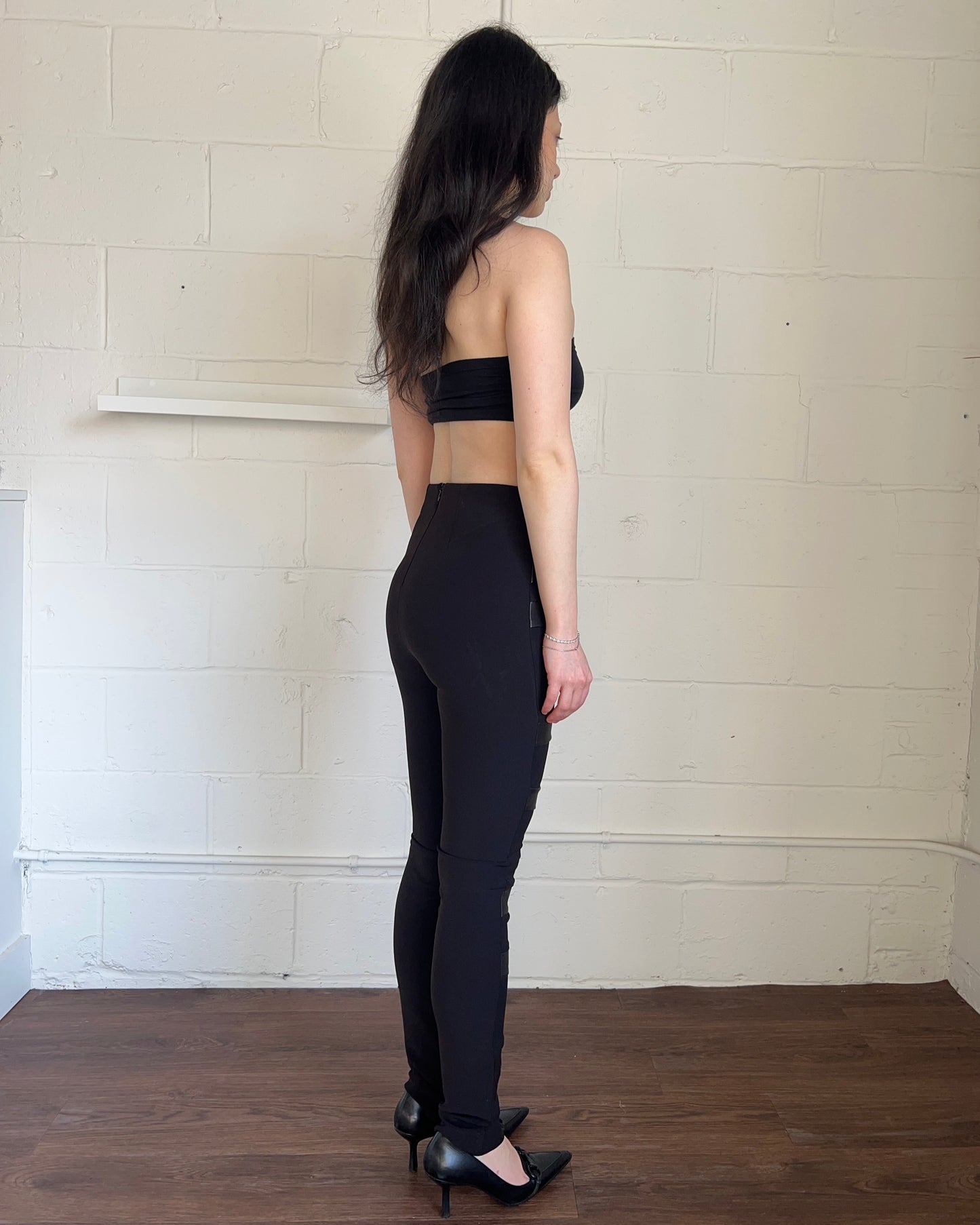 Neil Barrett Black Leather Panel Leggings