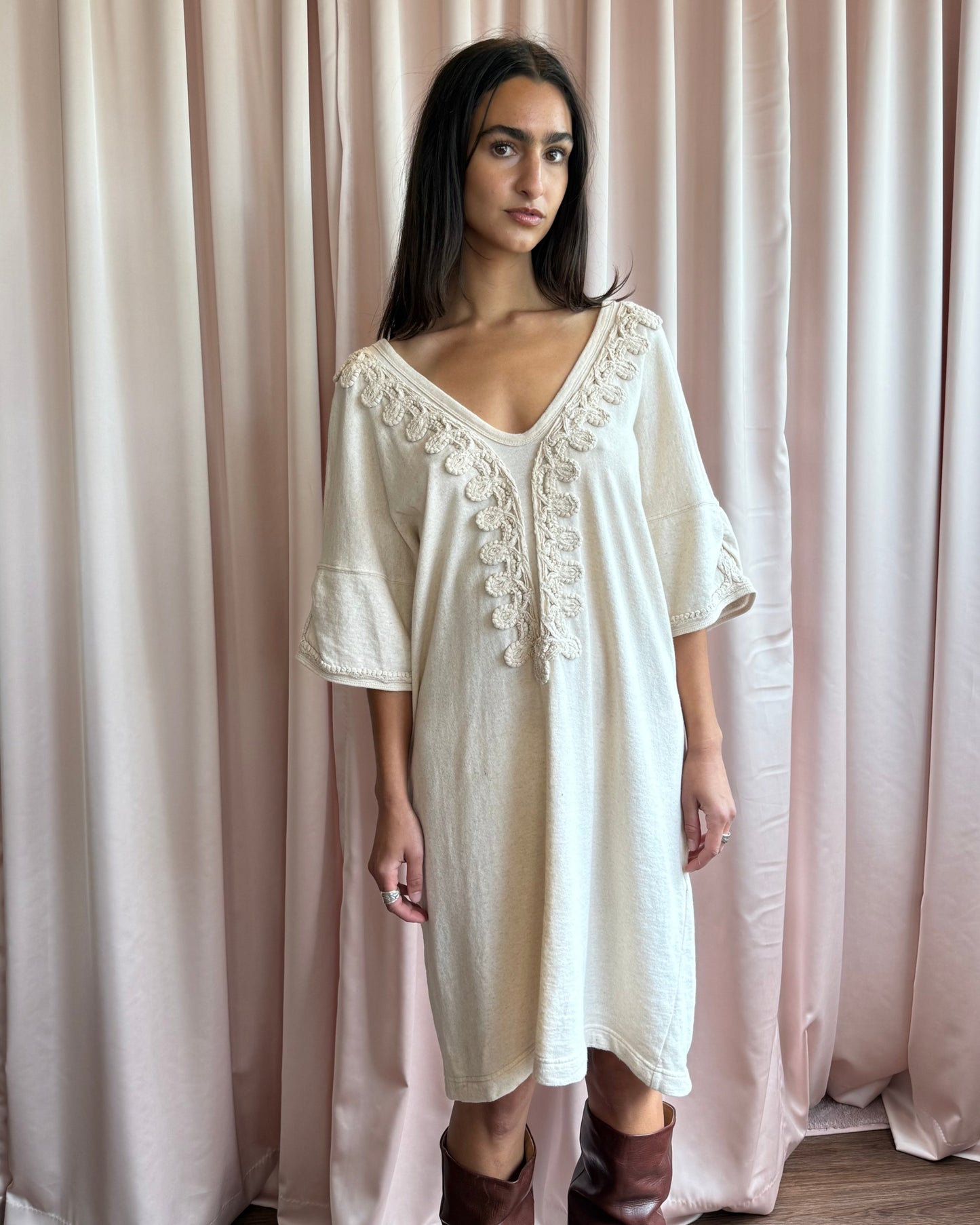 Japanese Brand Appliqué Sweatshirt Dress