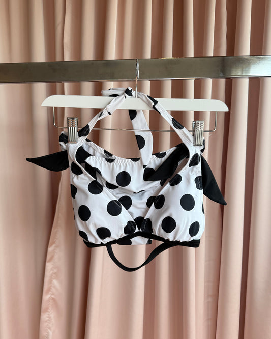 Black & White Polka Dot Halter Bikini