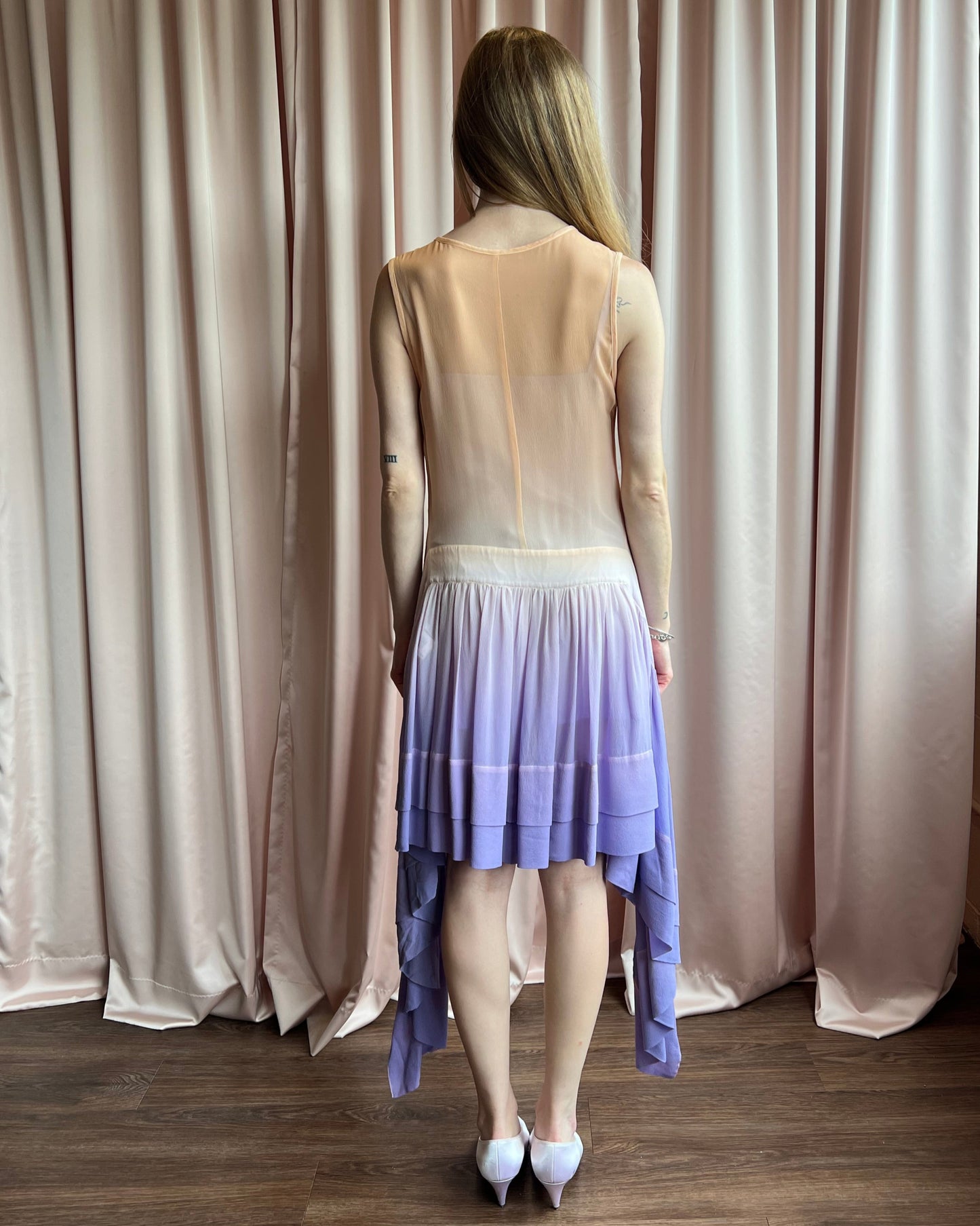 Limi Feu Peach & Lavender Ombré Silk Dress