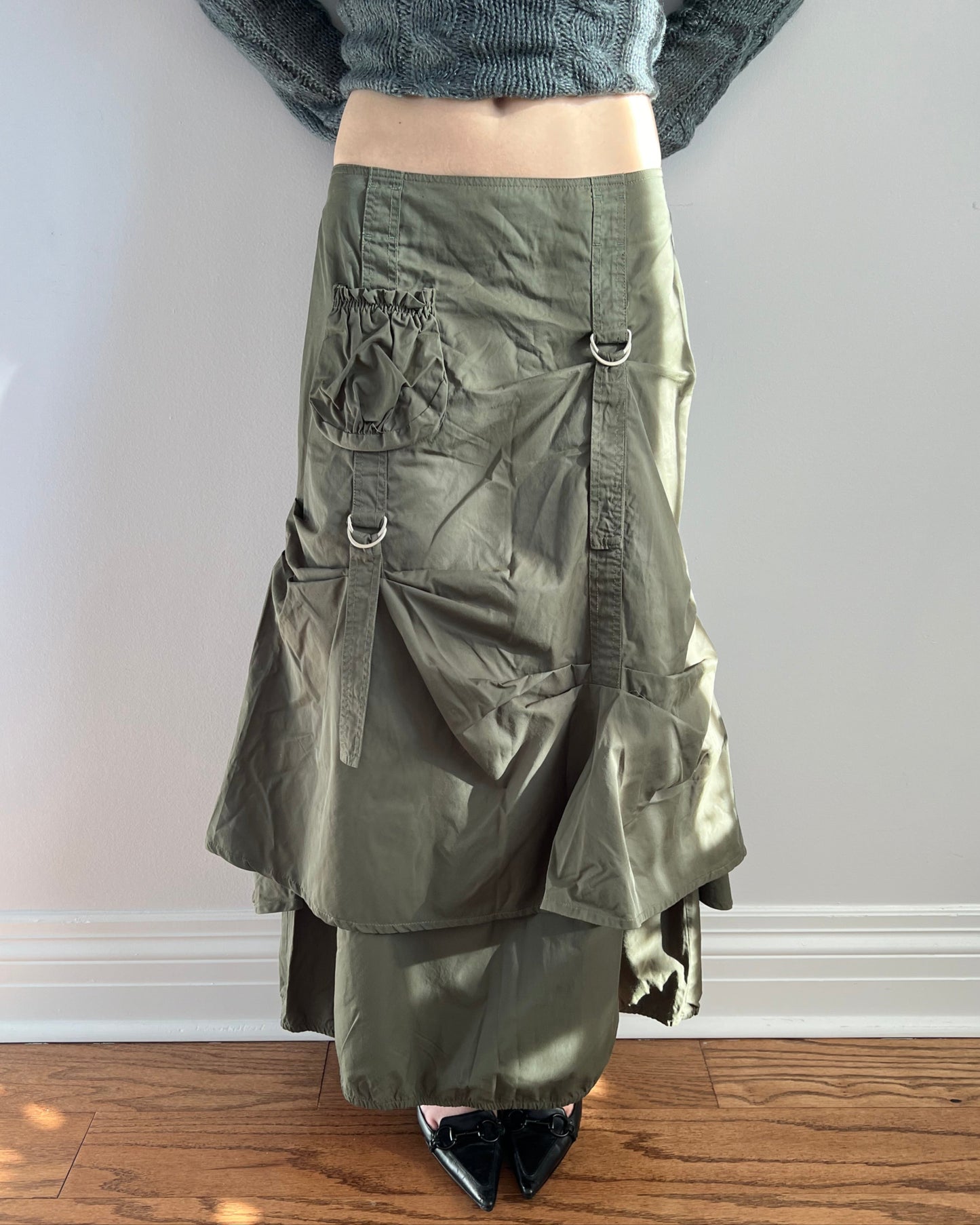 Green Cargo Maxi Skirt