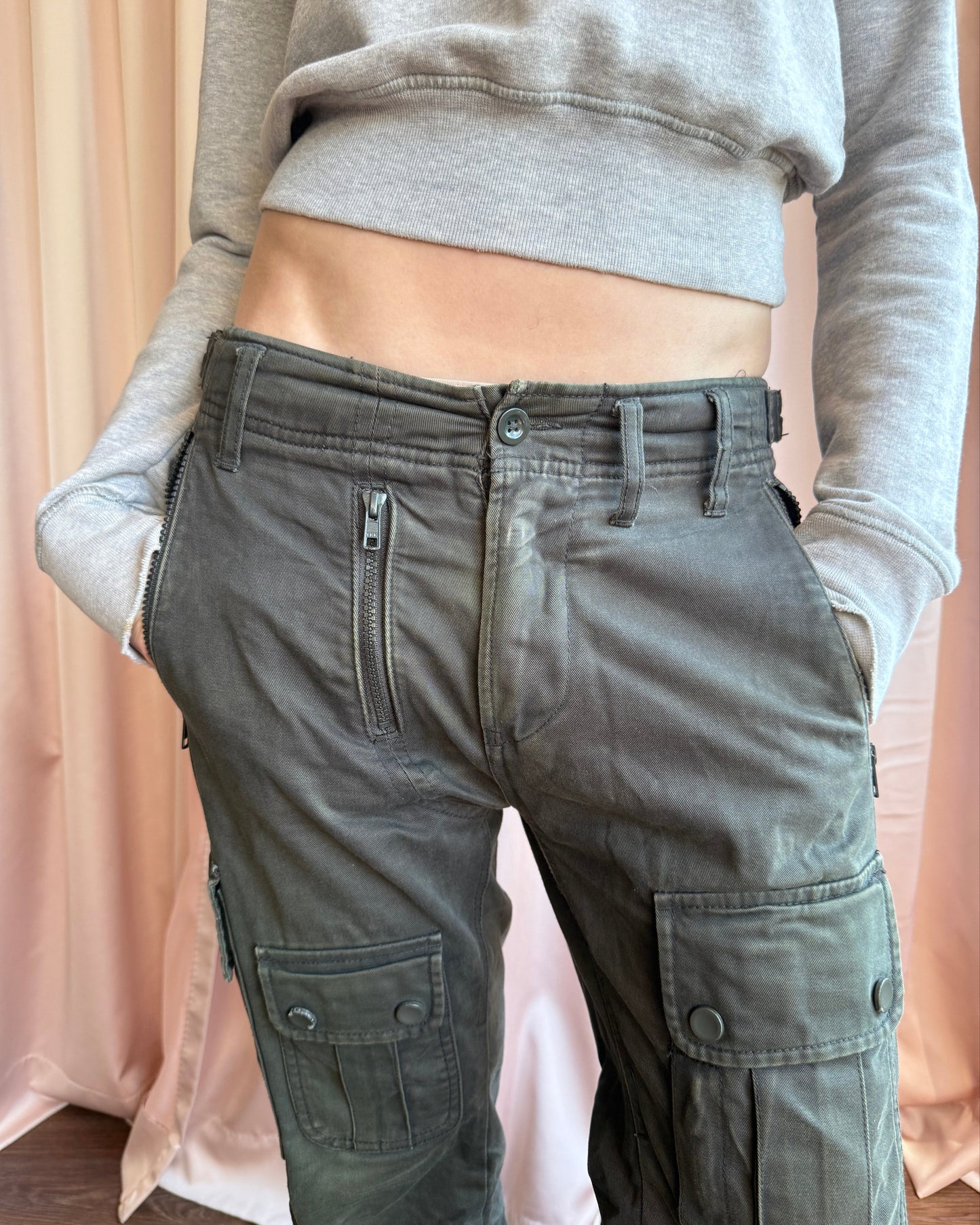 Diesel Low Rise Faded Military Cargo Pants