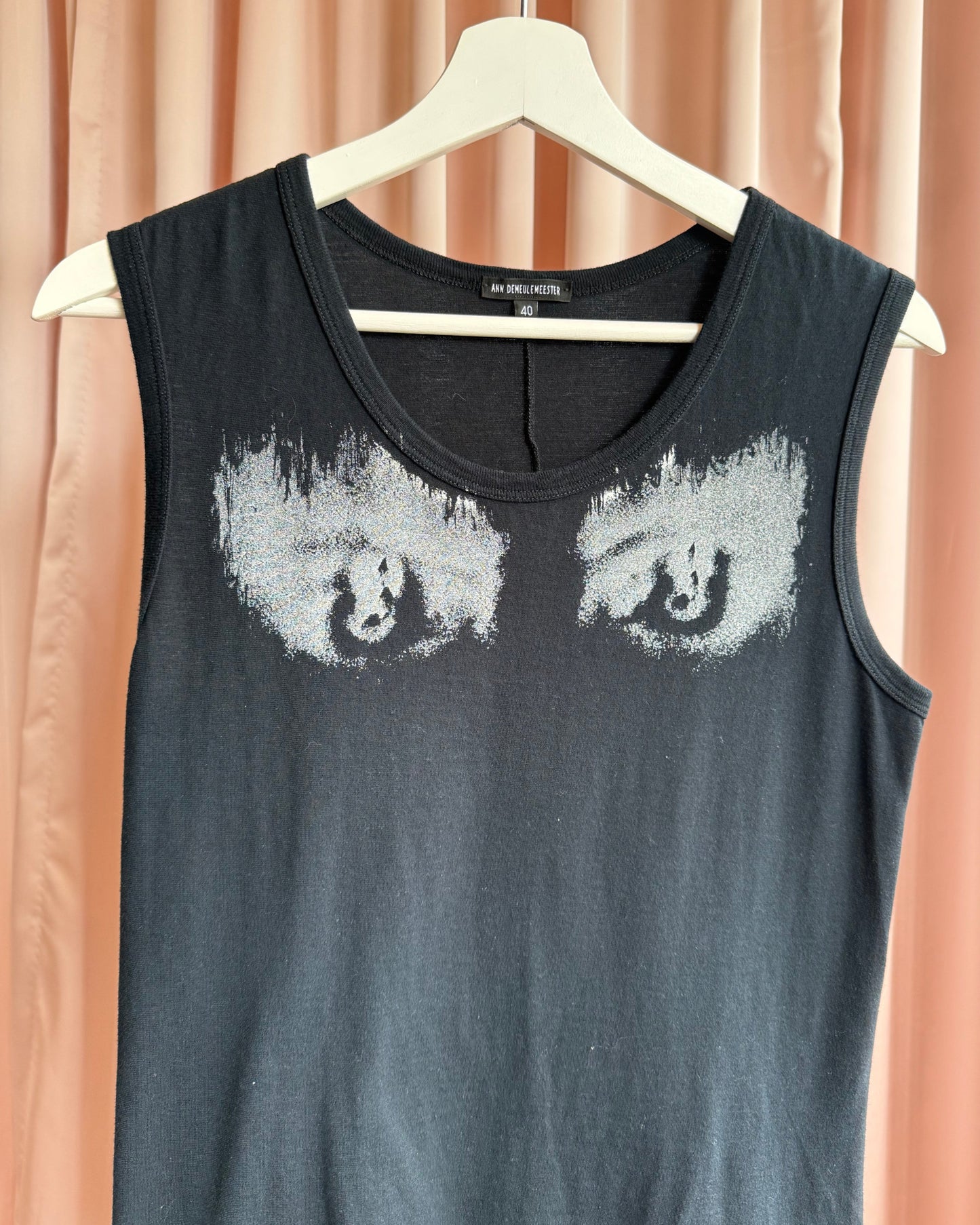 Ann Demeulemeester Eye Print Black Tank Top