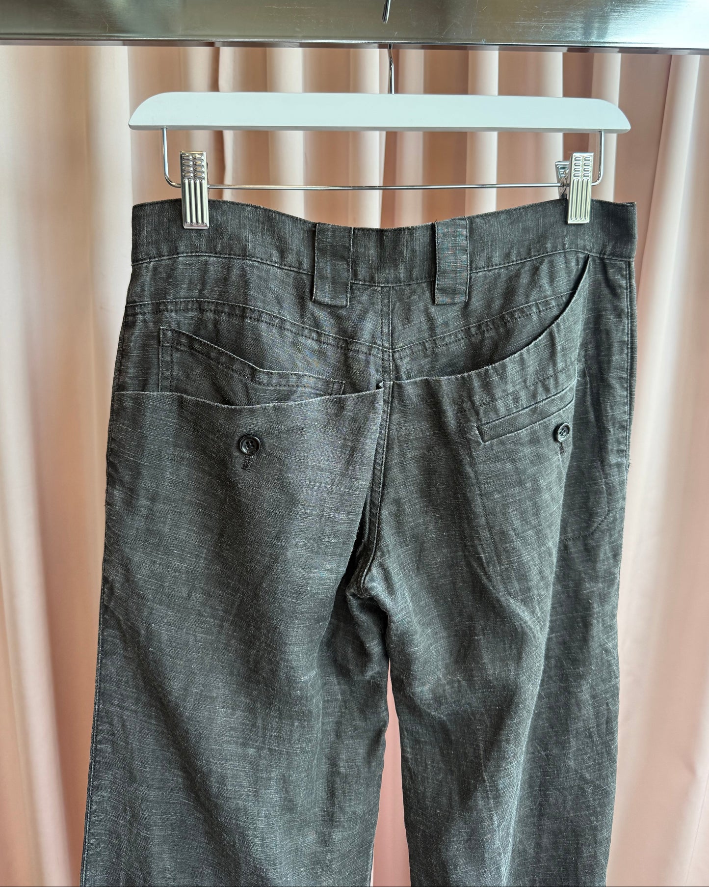 Japanese Brand Charcoal Grey Wide Leg Linen Pants
