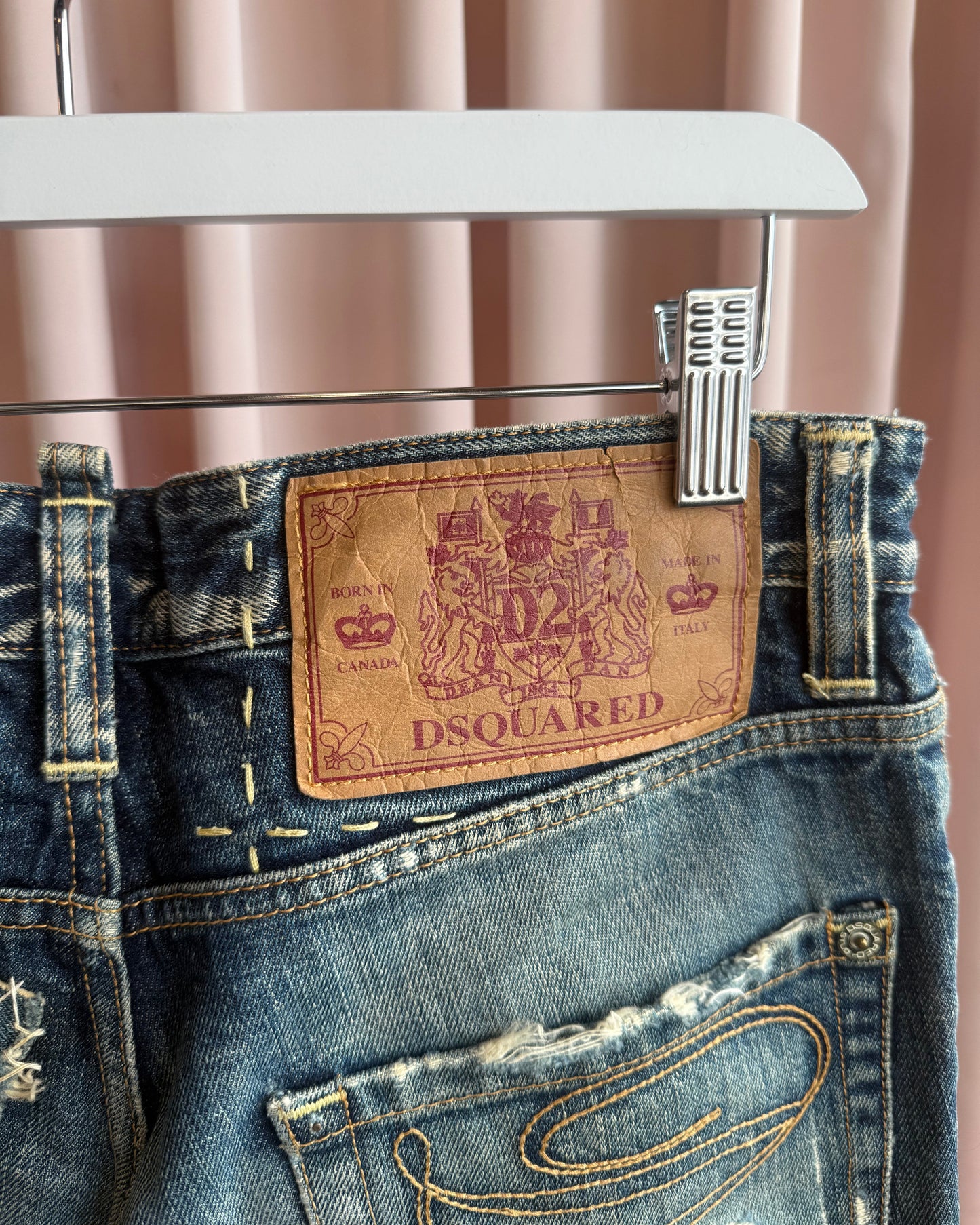 Dsquared² "Dean & Dan" Embroidered Distressed Faded Denim