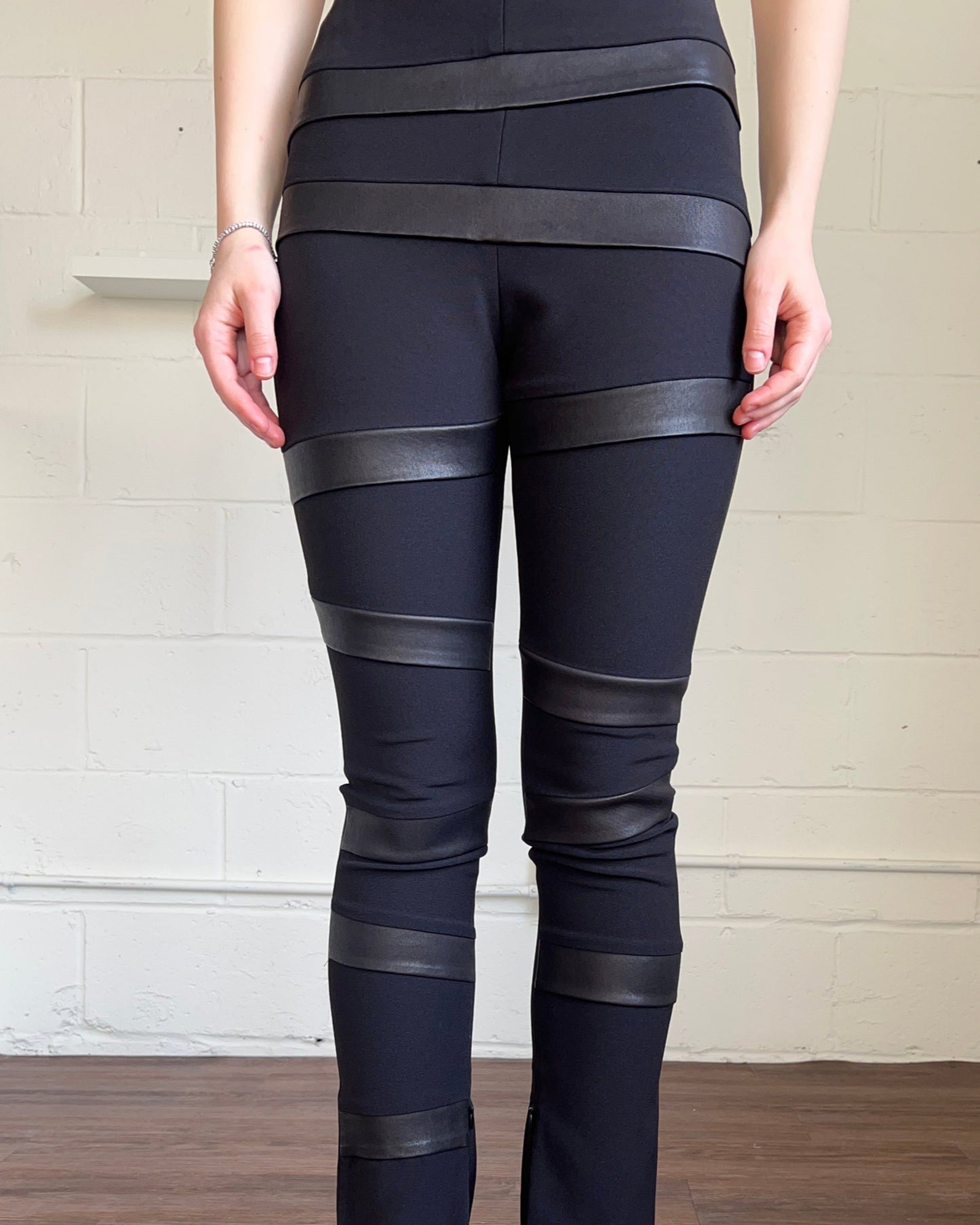 Neil Barrett Black Leather Panel Leggings