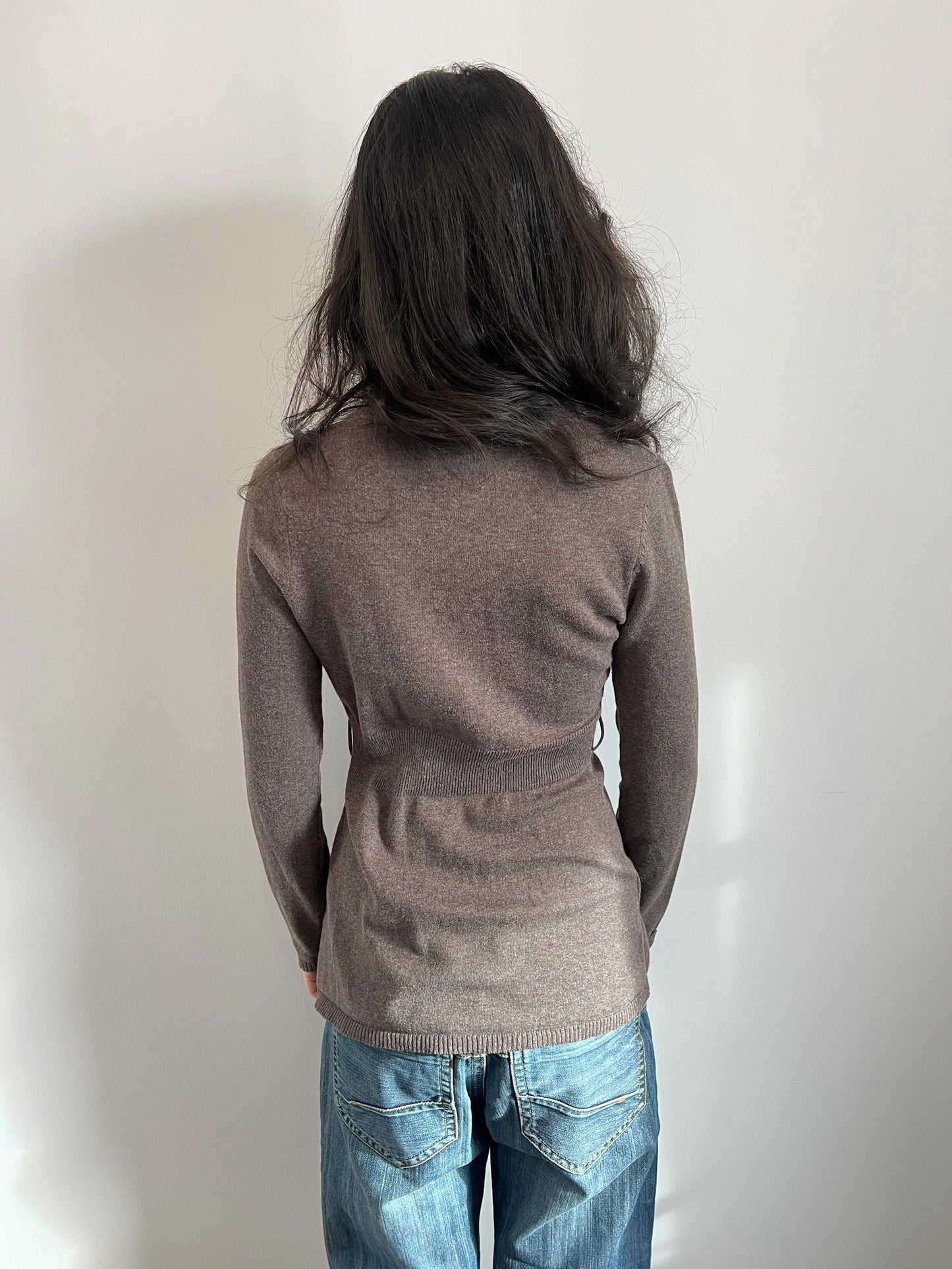 Brown Knit Babydoll Top