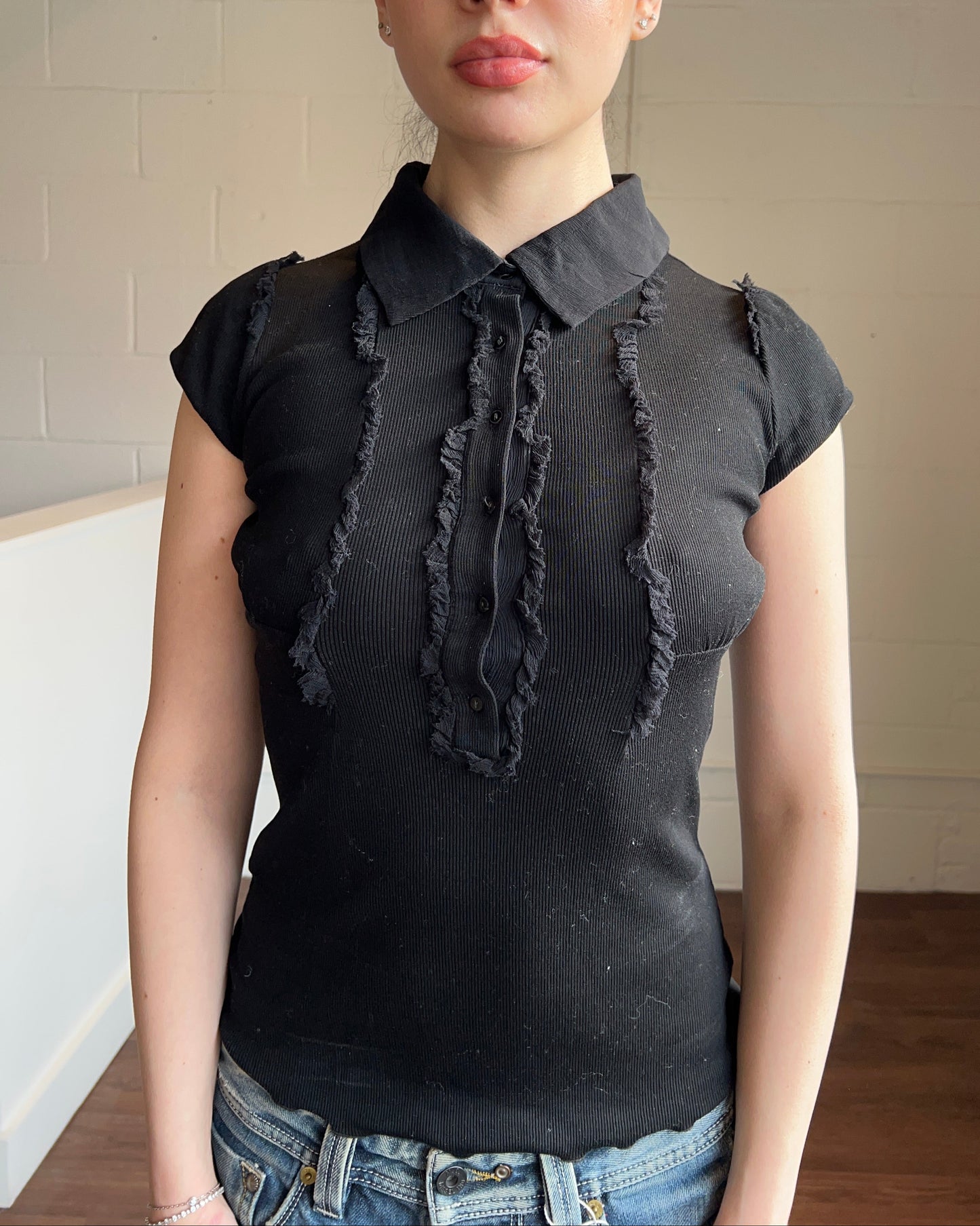 Italian Designer Black Polo Top