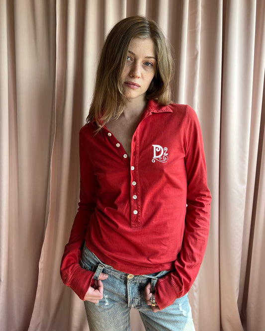 Dsquared² F/W 2006 Red Long Sleeve Polo Top