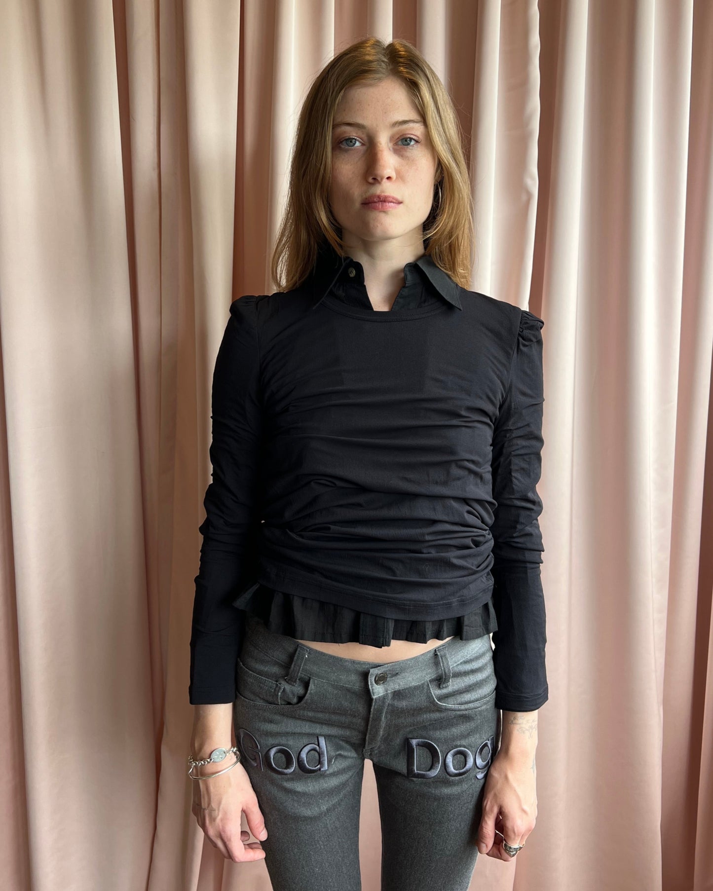 Comme des Garçons tricot 1993 Double Layered Collared Long Sleeve Top