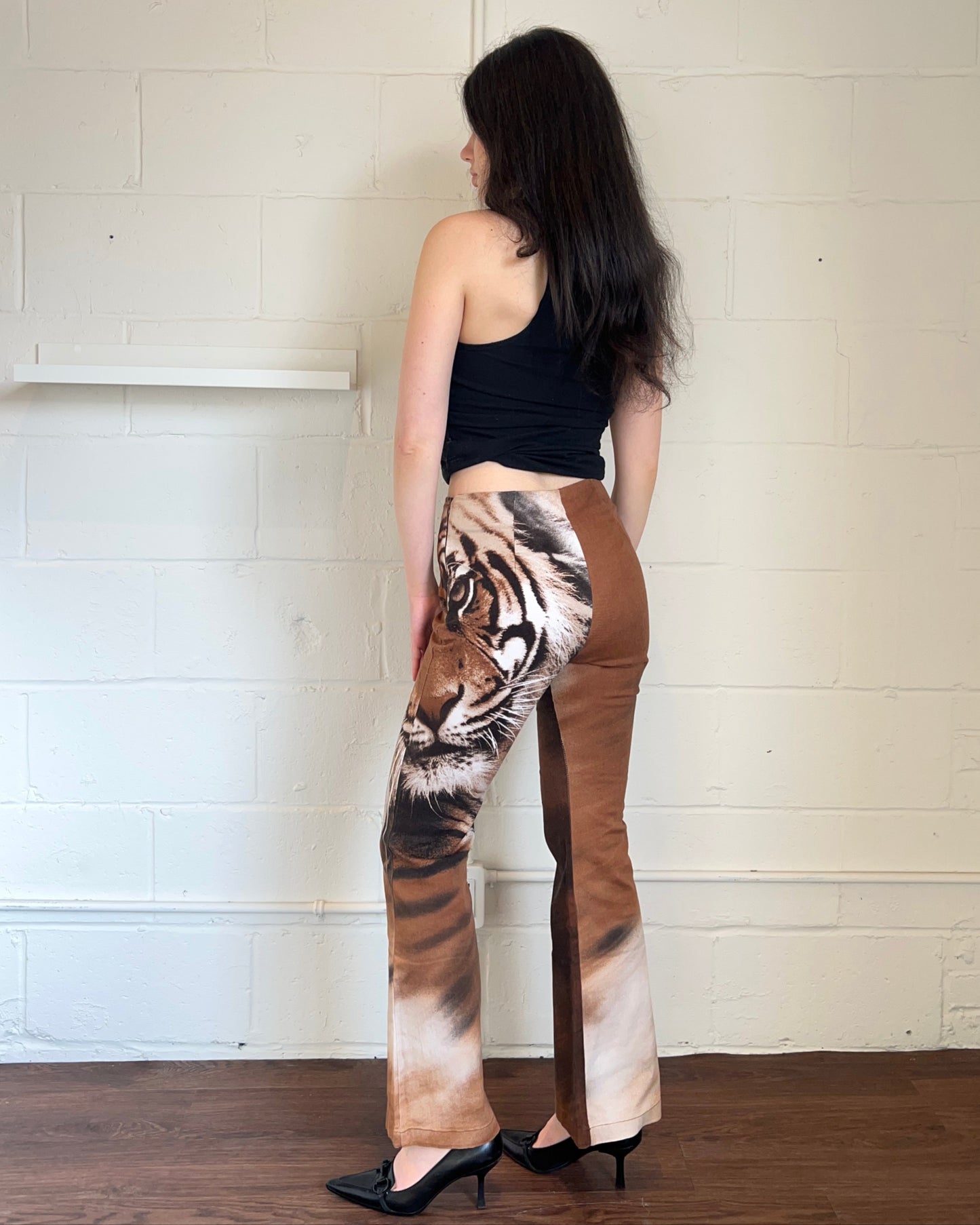 Tiger Print Flare Trousers
