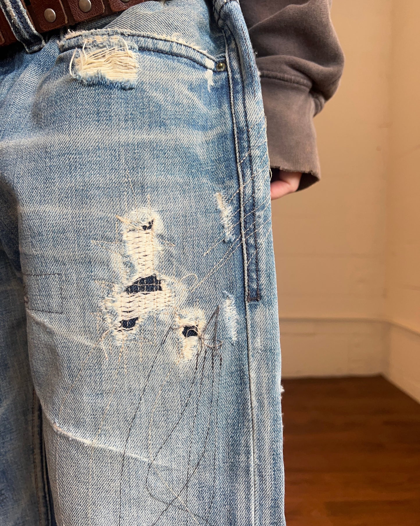 Diesel Distressed Embroidered Denim