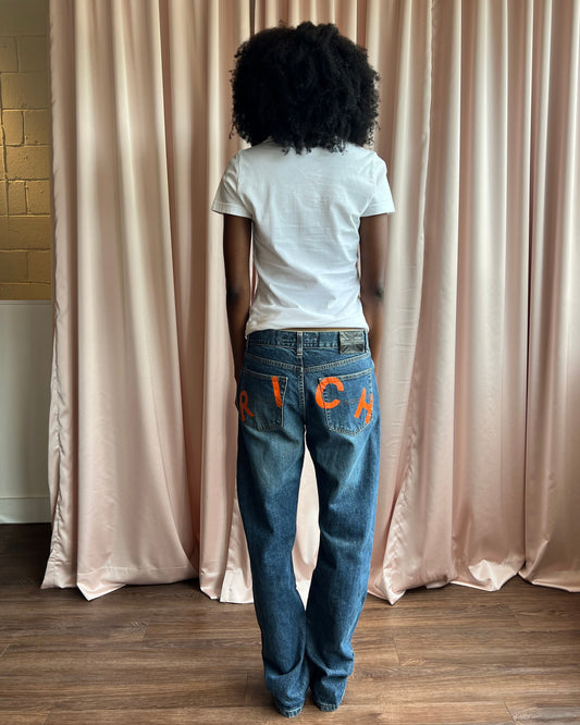 Richmond Denim Orange Spell Out Jeans
