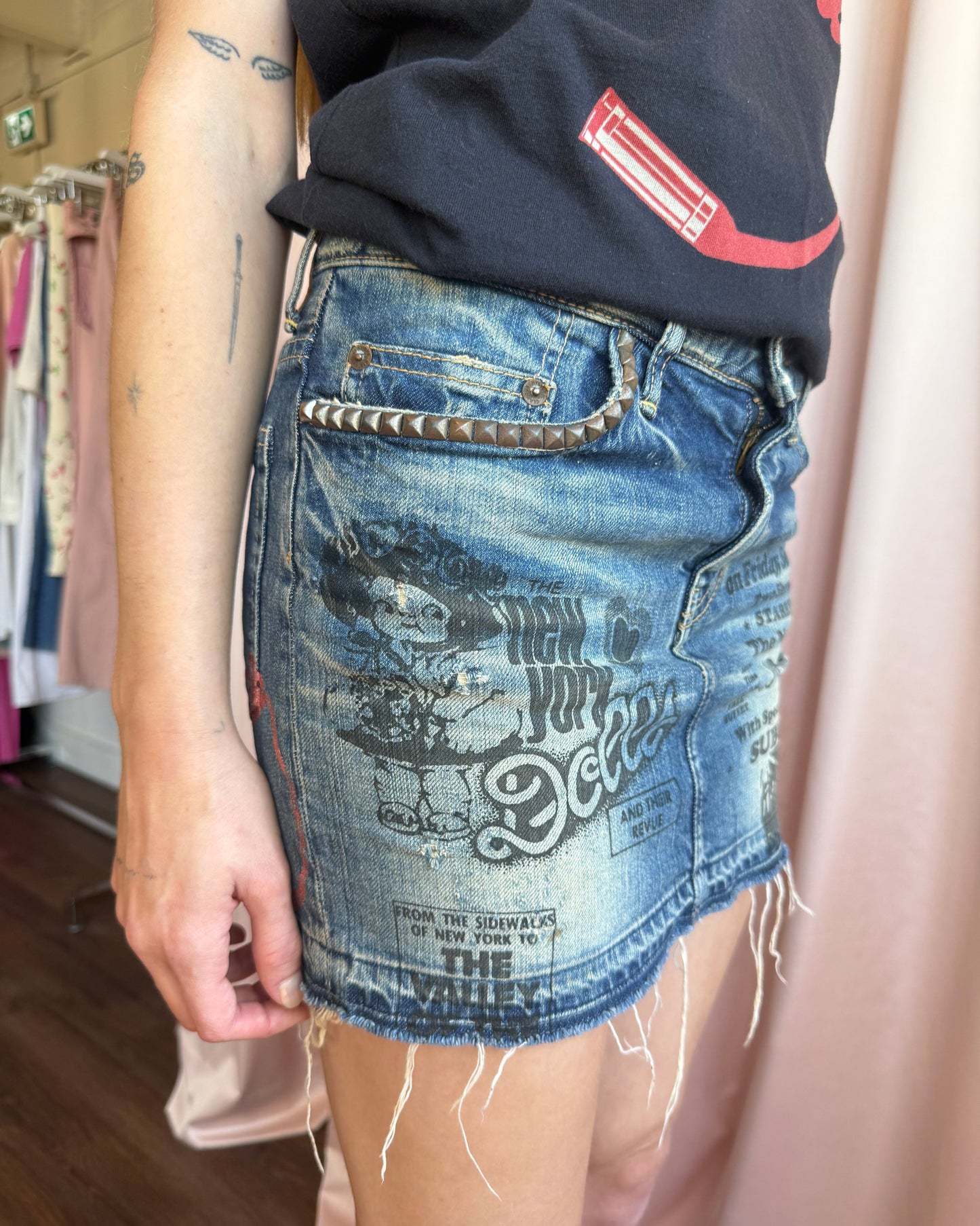 Hysteric Glamour x New York Dolls Denim Mini Skirt