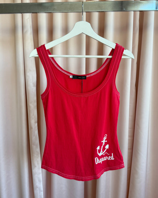 Dsquared² S/S 2007 Red Anchor Graphic Tank Top