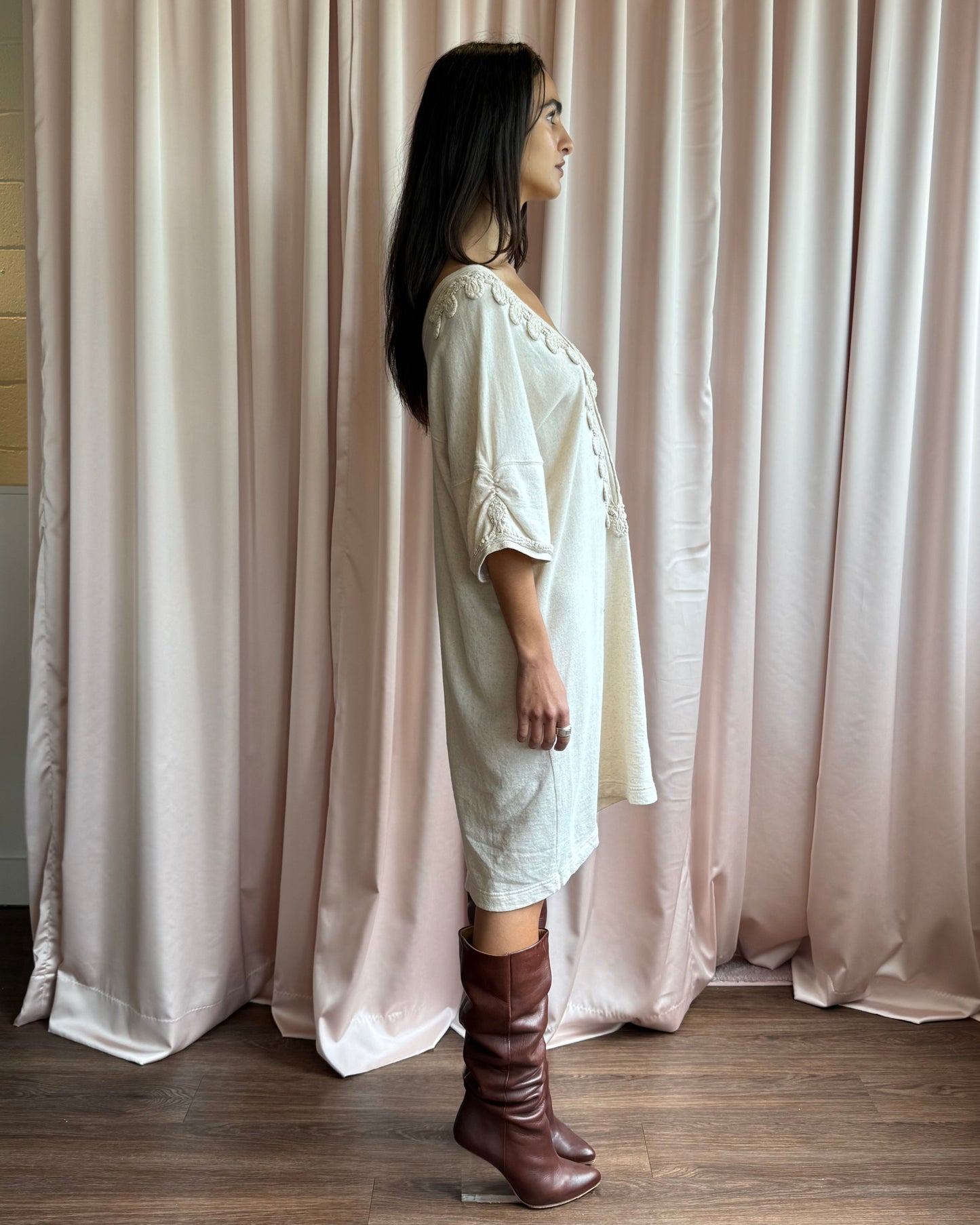 Japanese Brand Appliqué Sweatshirt Dress
