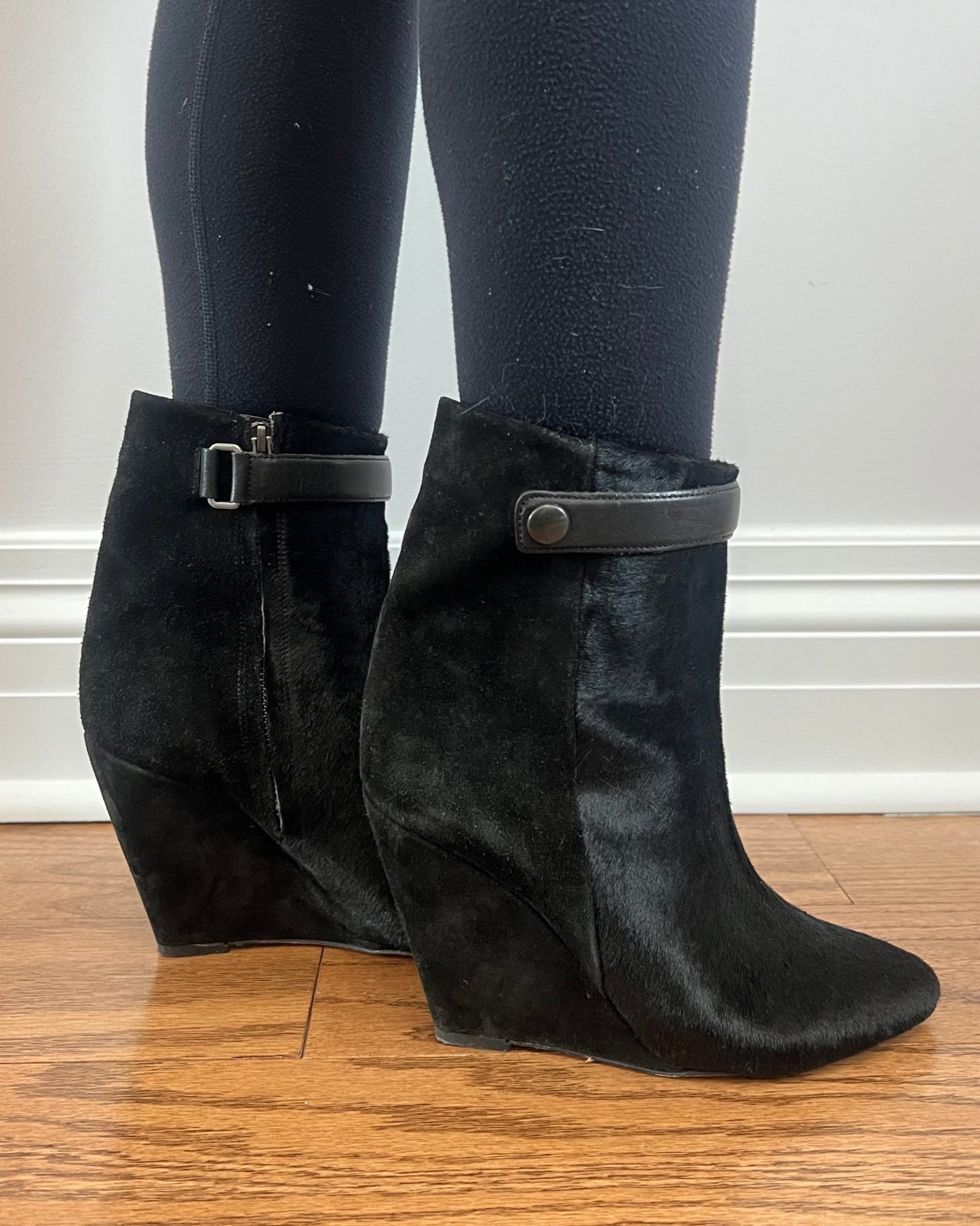 Isabel Marant Black Ponyhair Wedge Ankle Boots