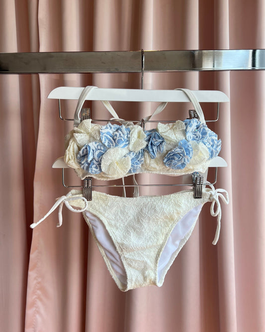 Baby Blue & Cream Rosette Lace Bikini