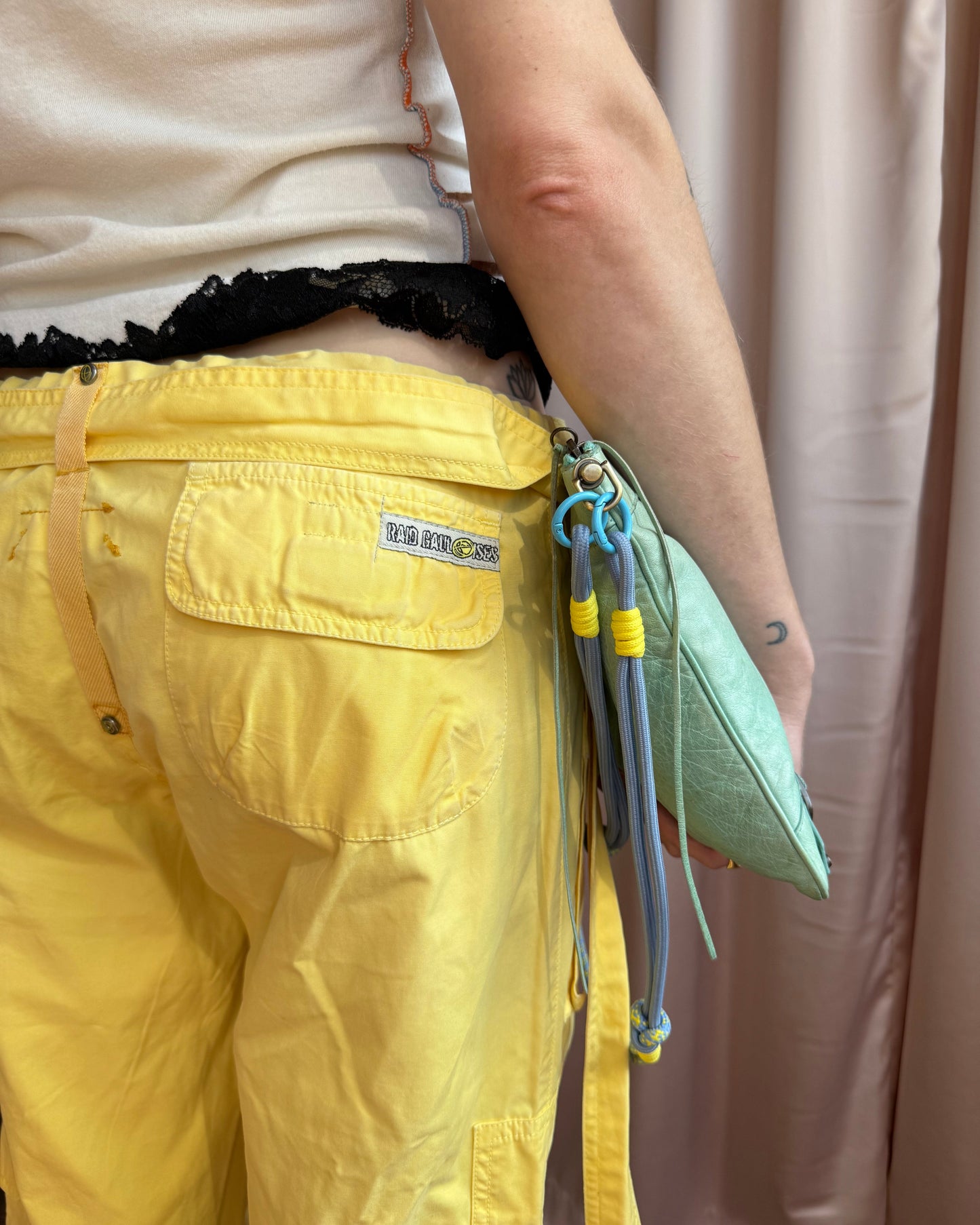 Balenciaga Mint Green Leather Wristlet Clutch
