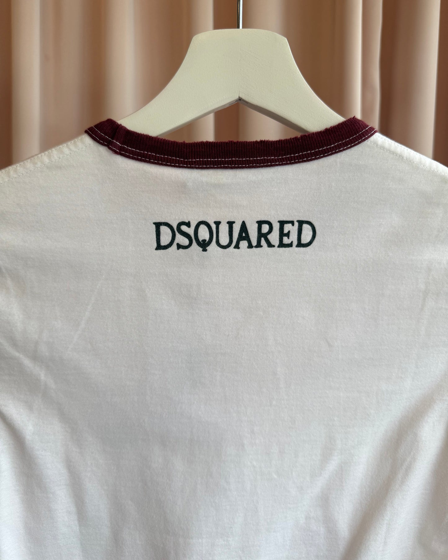 Dsquared² F/W 2005 Church Graphic White Ringer T-Shirt