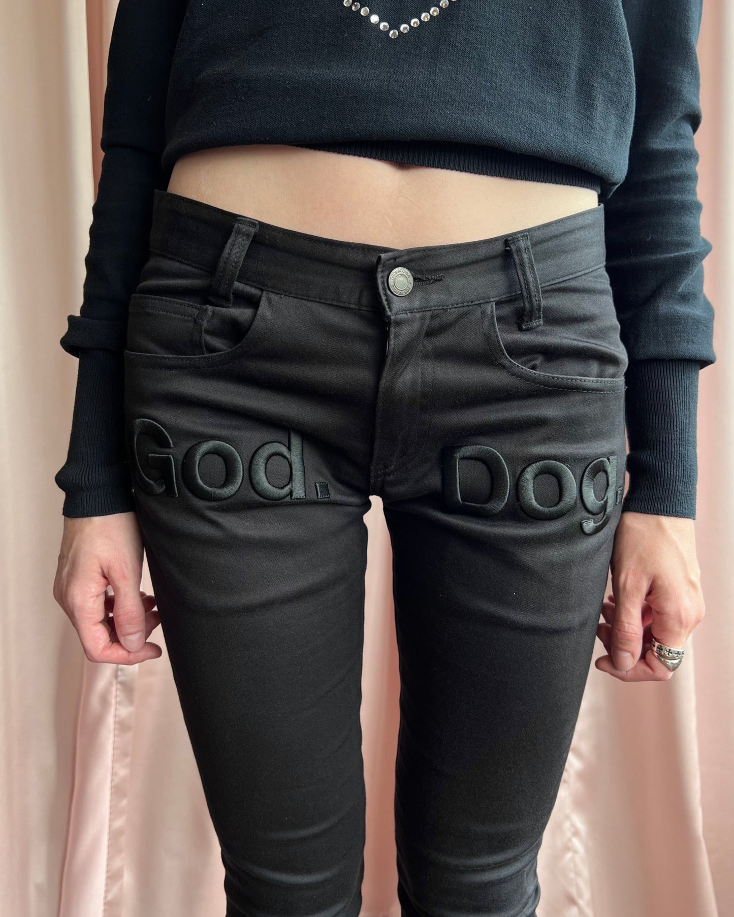 Undercover S/S 2014 "God Dog" Embroidered Black Pants