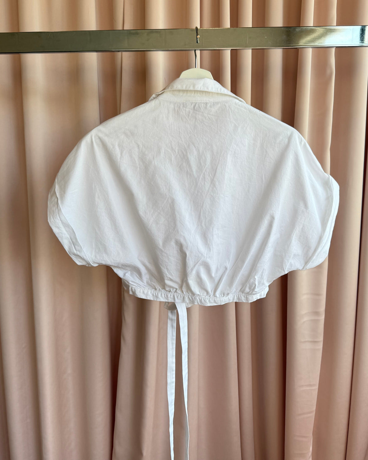 French Brand Cropped White Wrap Tie Blouse