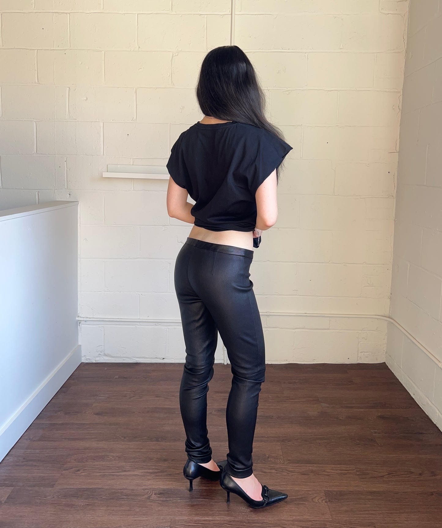 Black Lamb Leather Leggings