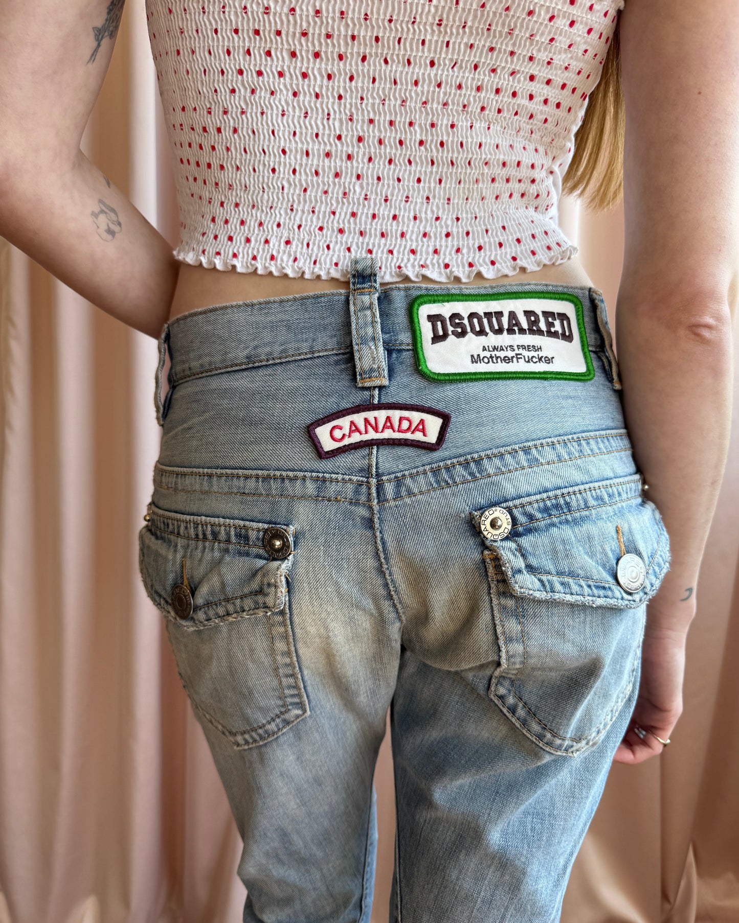Dsquared² S/S 2005 Patched Cropped Light Wash Denim