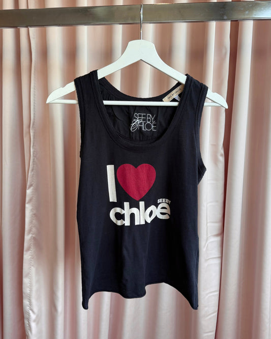 See by Chloé “I Love Chloé” Black Tank Top