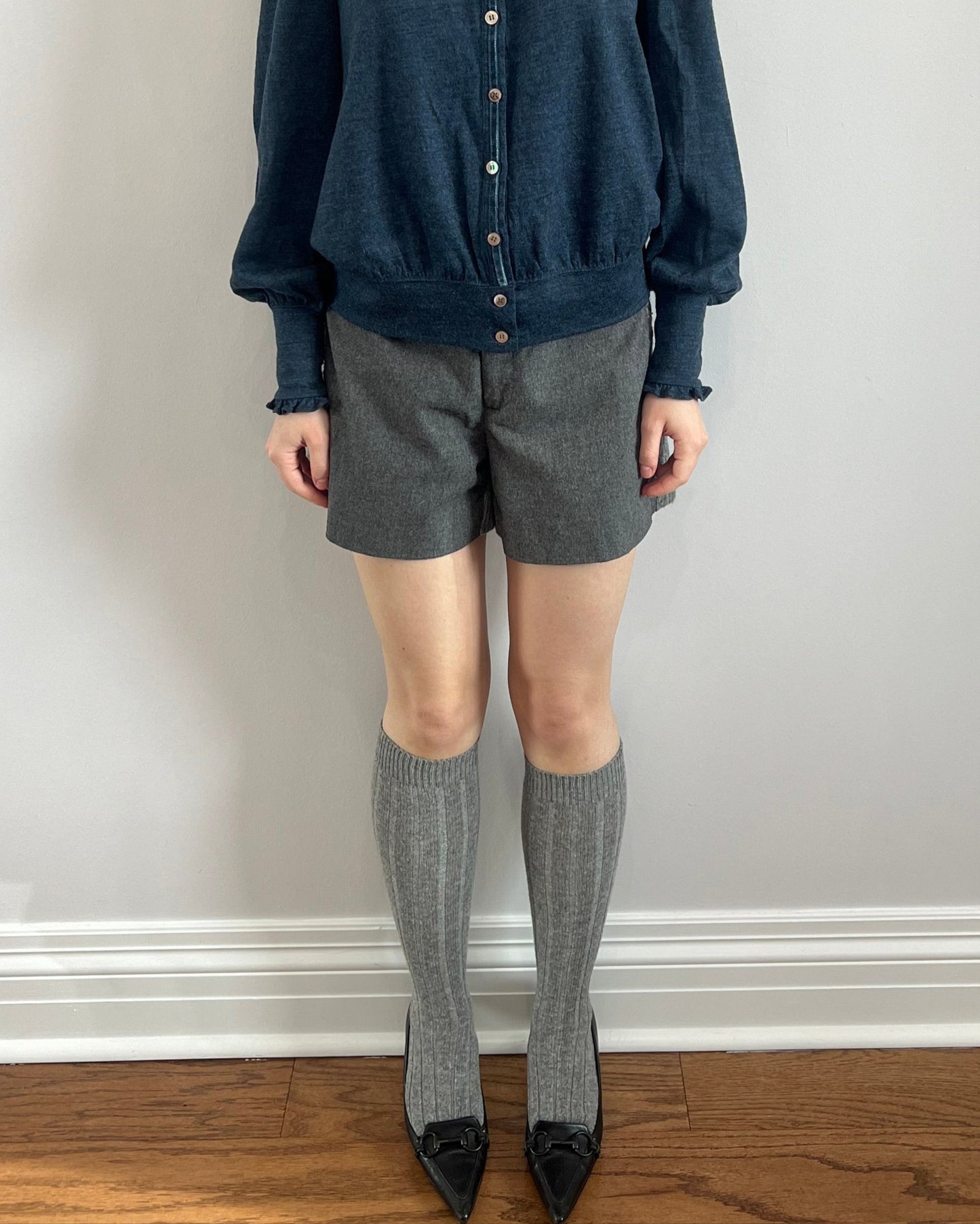 Tsumori Chisato Grey Cable Knit Shorts