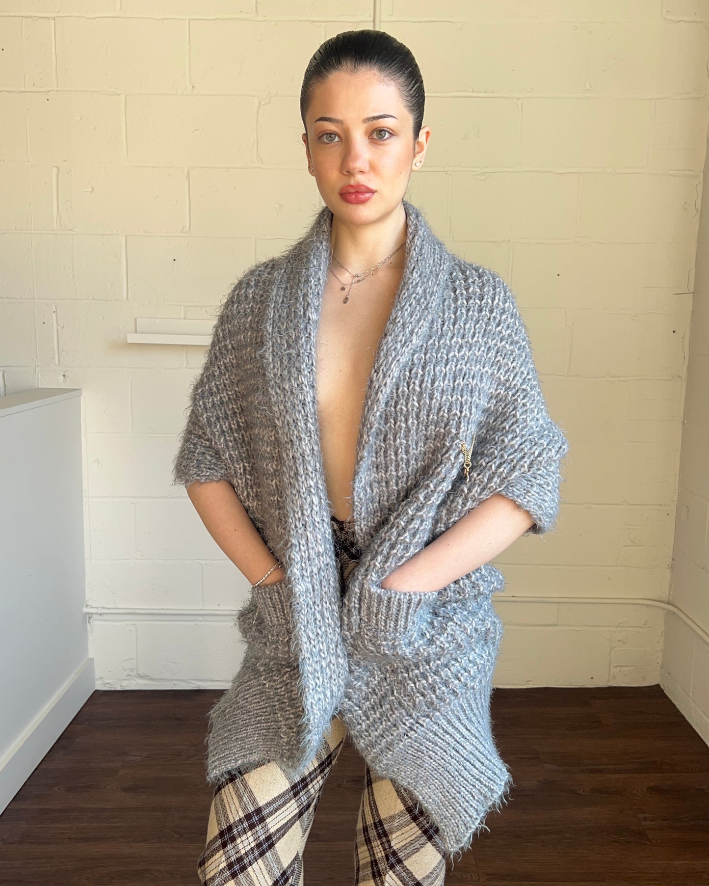 Italian Designer Knit Open Cardigan