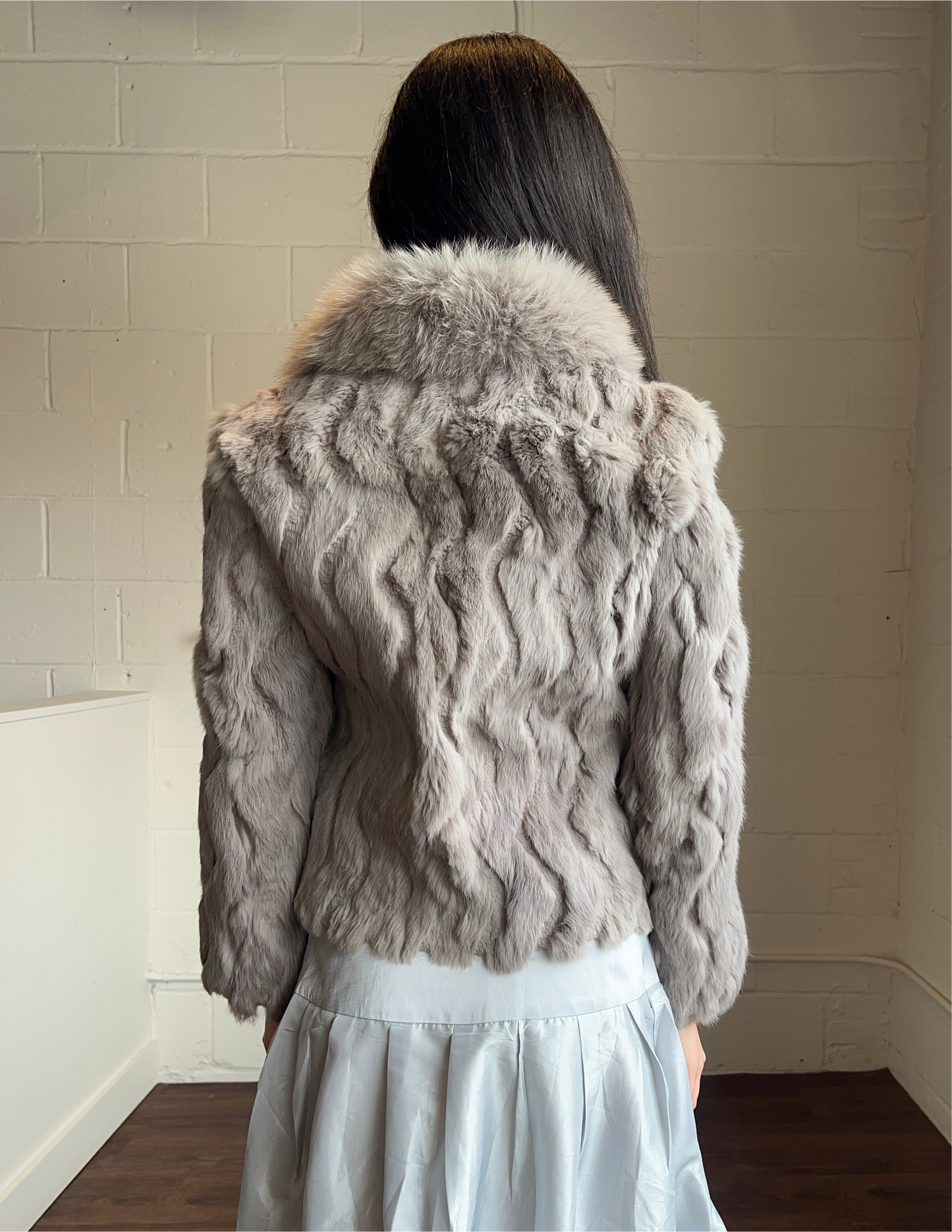 Grey Rabbit Fur Jacket