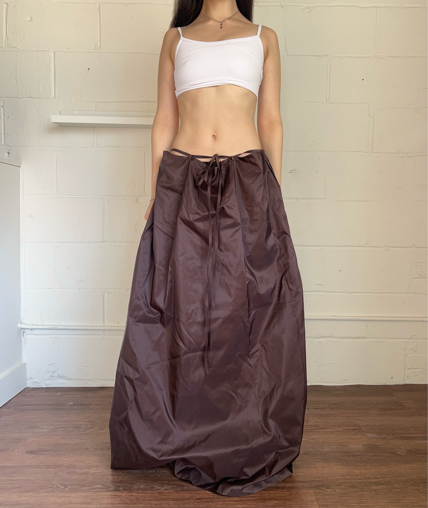 Chocolate Brown Silk Full Length Skirt
