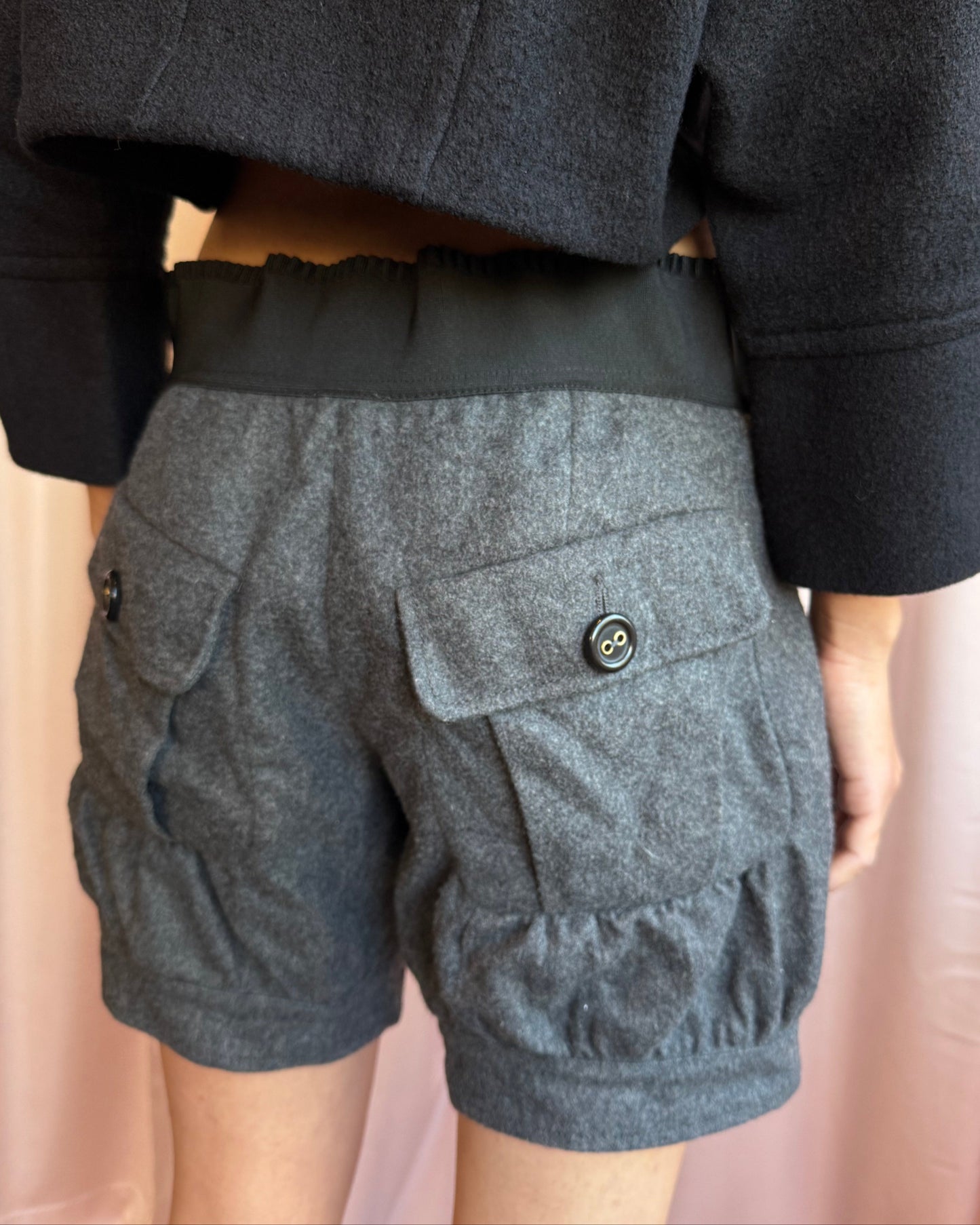 D&G Grey Wool Blend Bubble Shorts