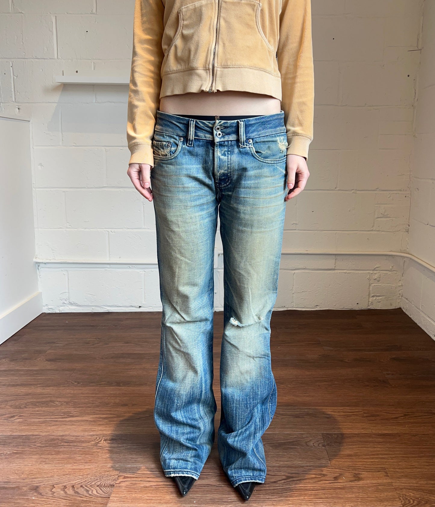 Diesel Distressed Flare Leg Denim