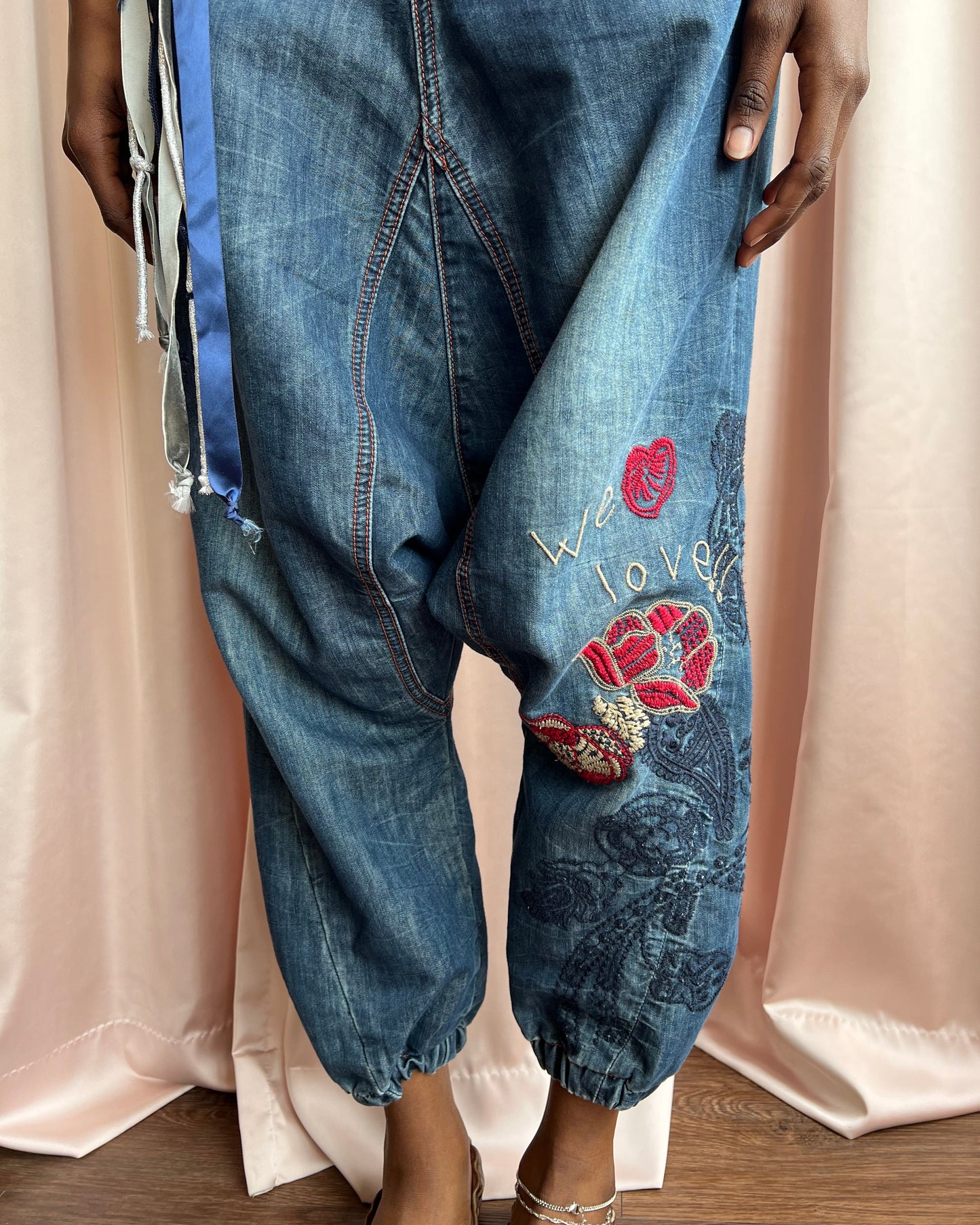 Desigual Embroidered Chambray Sarouel Pants