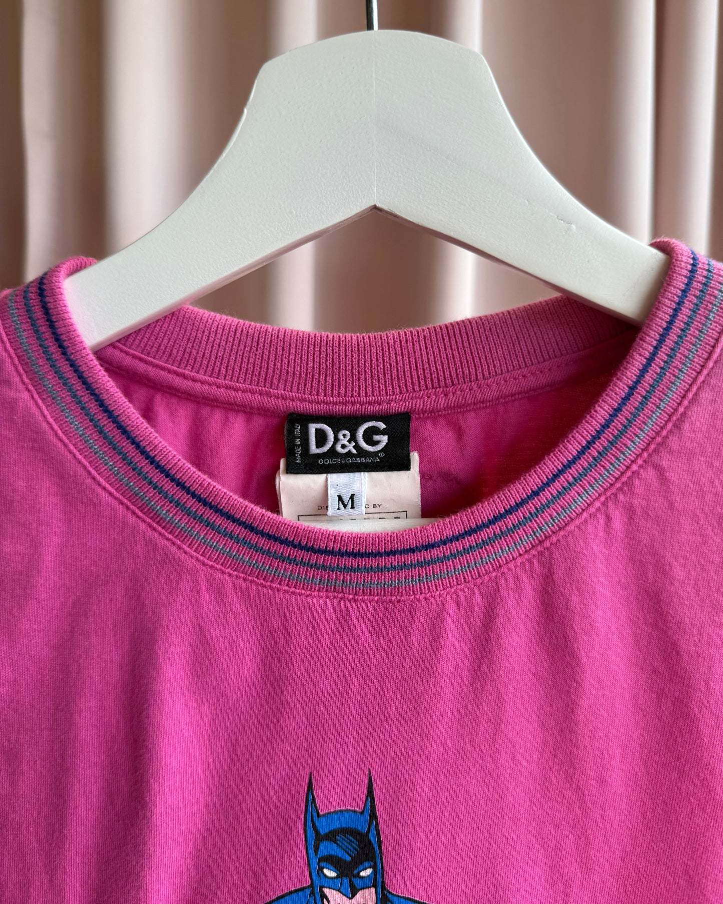D&G S/S 2005 Batman Graphic Pink Ringer Tank Top