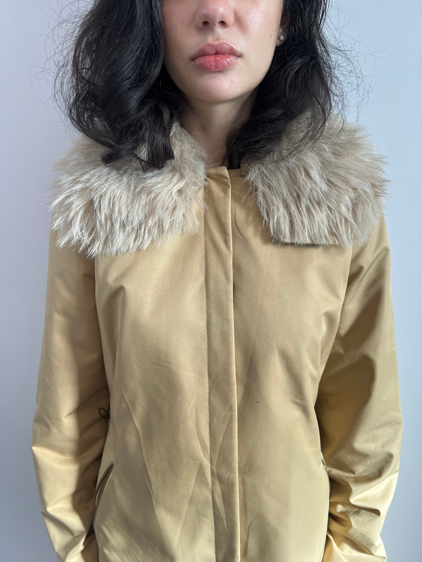 Gianfranco Ferre Jeans Faux Fur Collar Coat