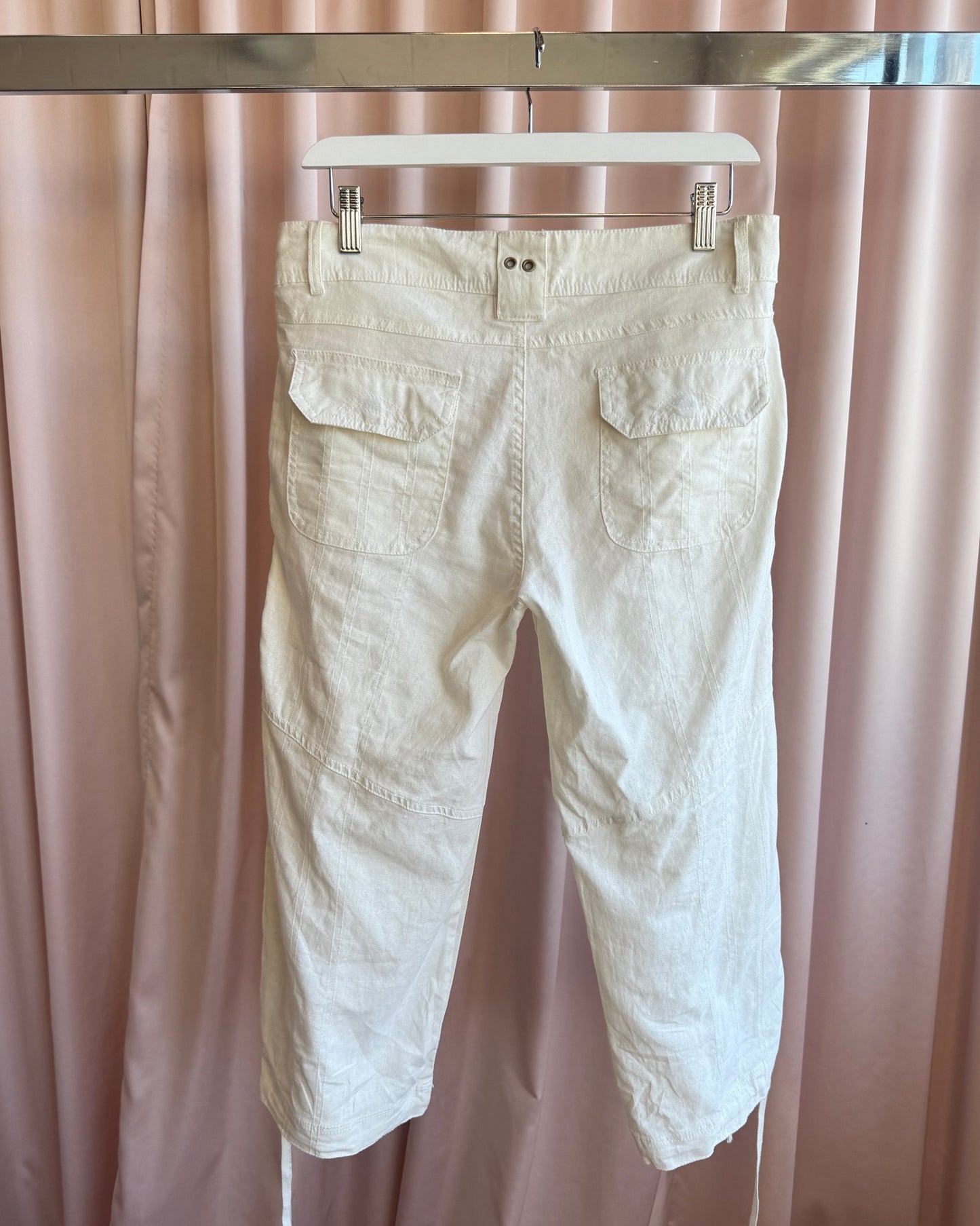 2000's Costa Blanca Cream White Linen & Cotton Capri Pants