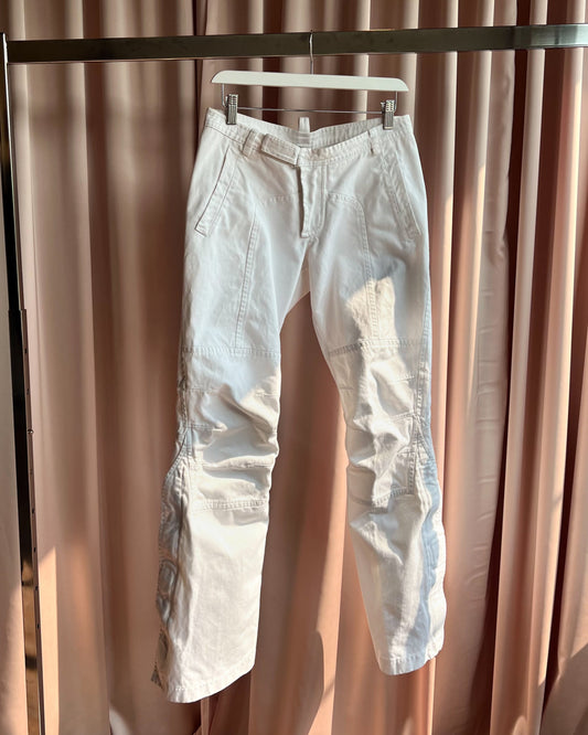 Dsquared² S/S 1998 White Cotton Flare Leg Trousers